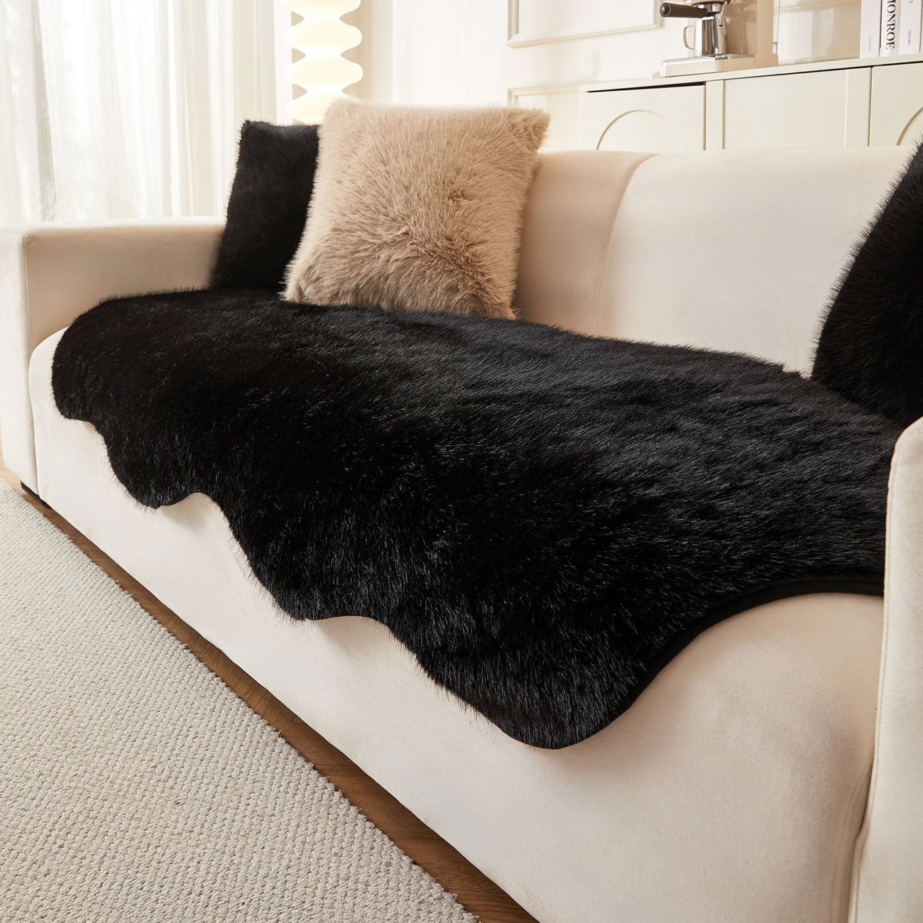 Scandinavian Plush Sofa Cover | Soft Washable Couch Protector | Woofing Deals