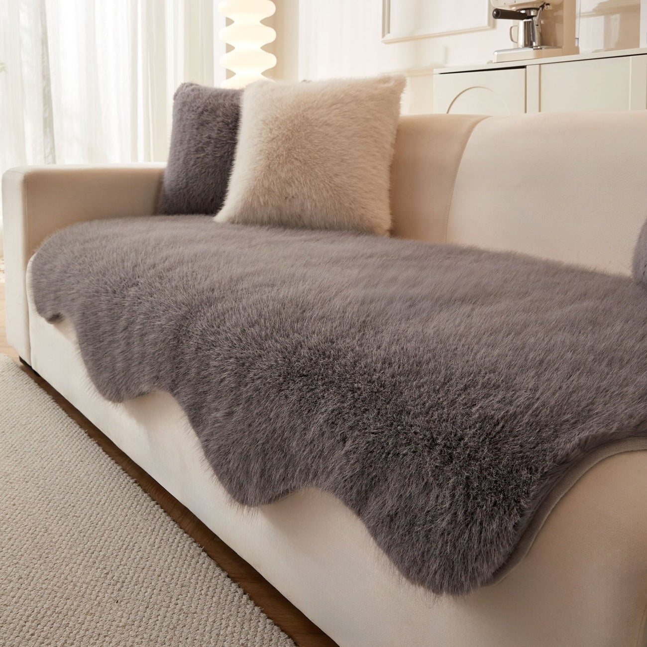 Scandinavian Plush Sofa Cover | Soft Washable Couch Protector | Woofing Deals