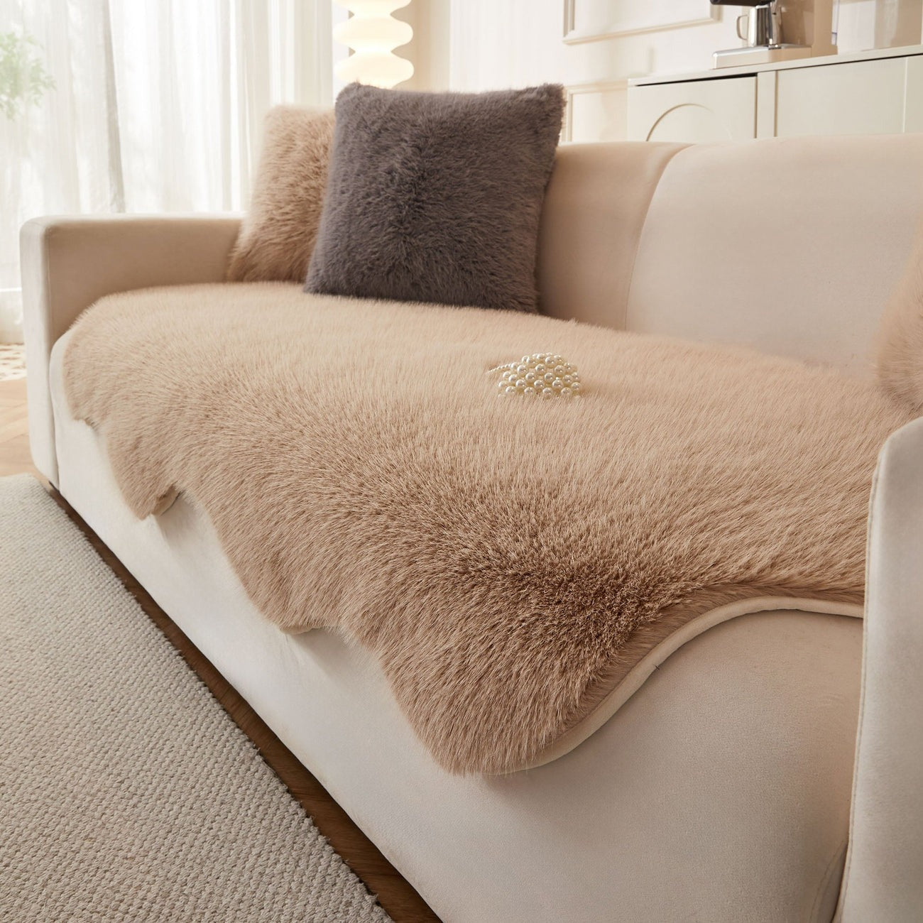 Scandinavian Plush Sofa Cover | Soft Washable Couch Protector | Woofing Deals