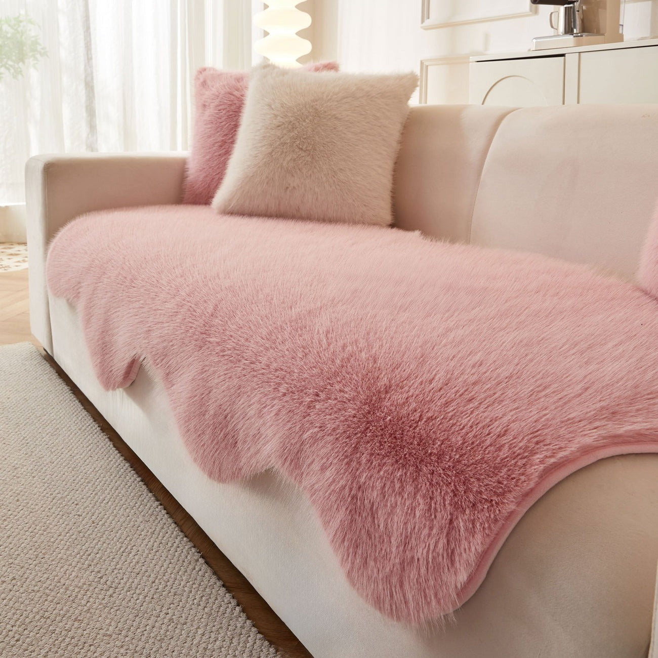 Scandinavian Plush Sofa Cover | Soft Washable Couch Protector | Woofing Deals