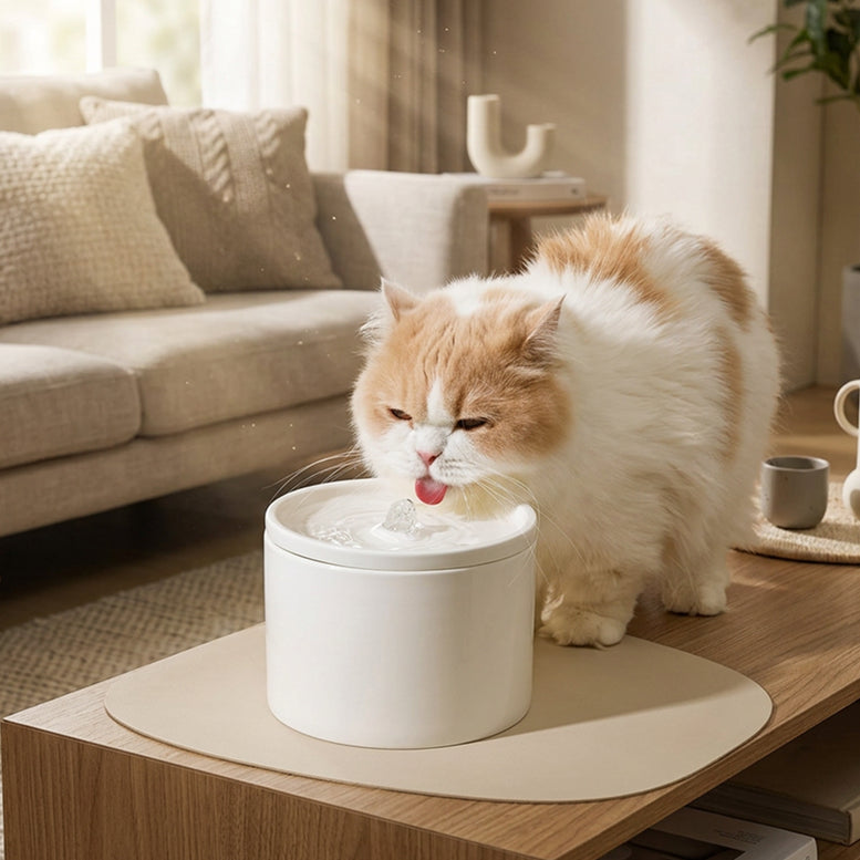 Automatic Ceramic Cat Water Fountain | 4-Layer Filtration | Ultra-Quiet 20dB Pump | 1L | Woofing Deals