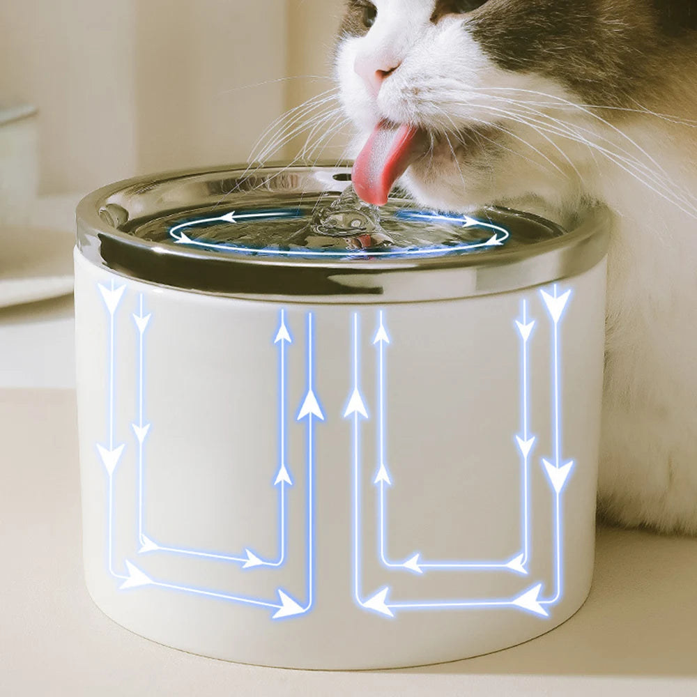 Automatic Ceramic Cat Water Fountain | 4-Layer Filtration | Ultra-Quiet 20dB Pump | 1L | Woofing Deals