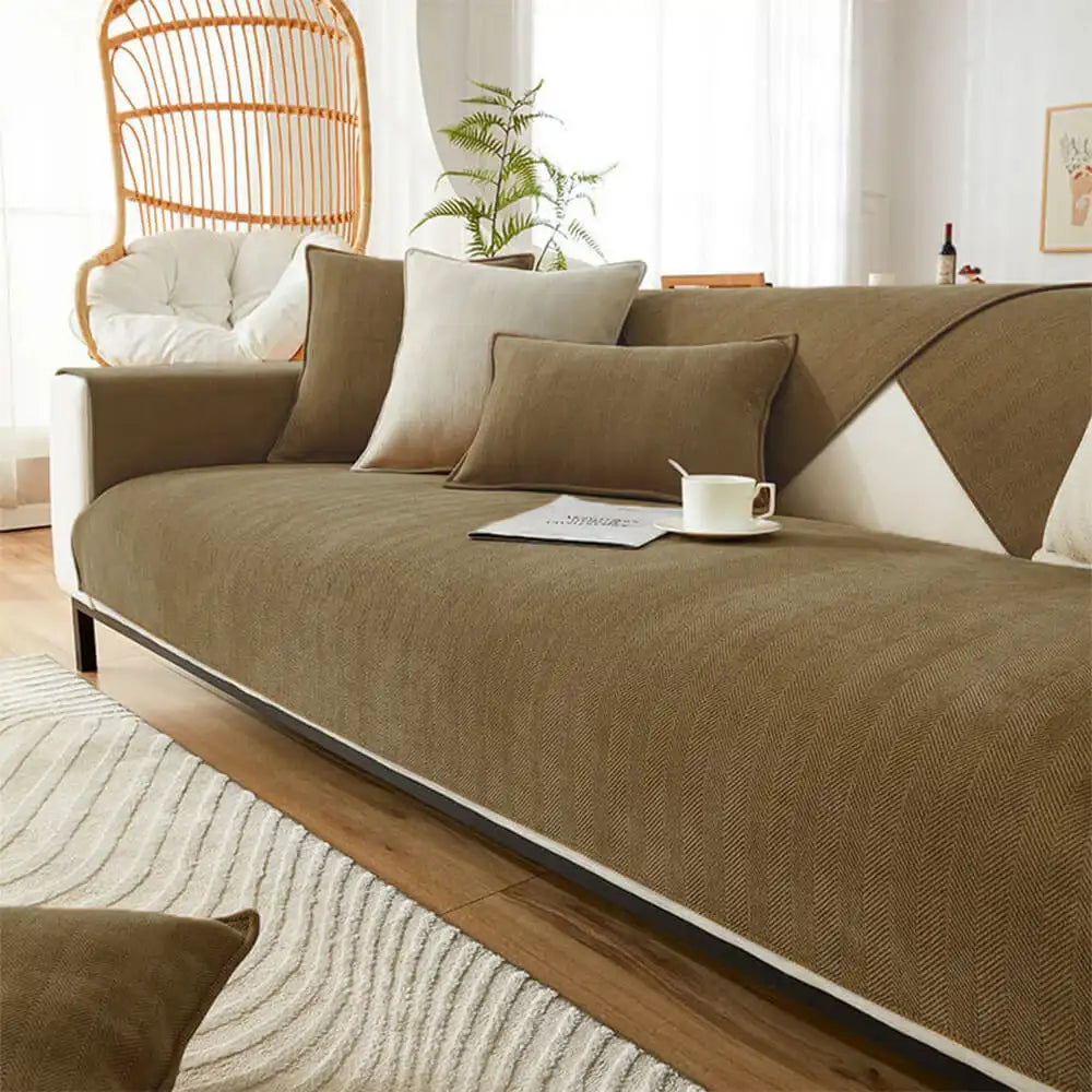 Waterproof Herringbone Chenille Sofa Cover | Anti-Slip | Stain-Resistant | Pet Proof | Woofing Deals
