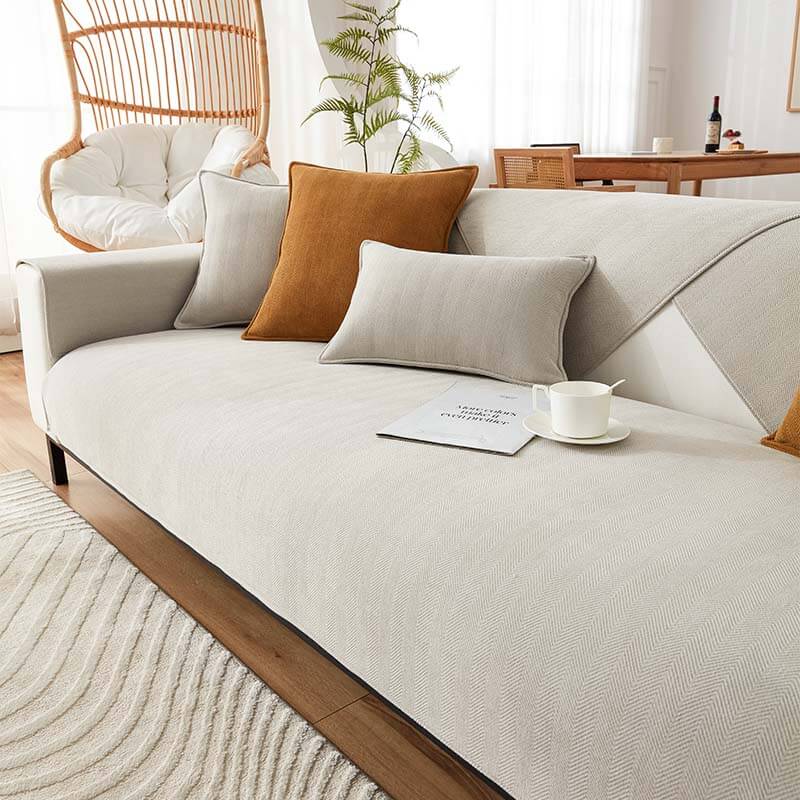 Waterproof Herringbone Chenille Sofa Cover | Anti-Slip | Stain-Resistant | Pet Proof | Woofing Deals