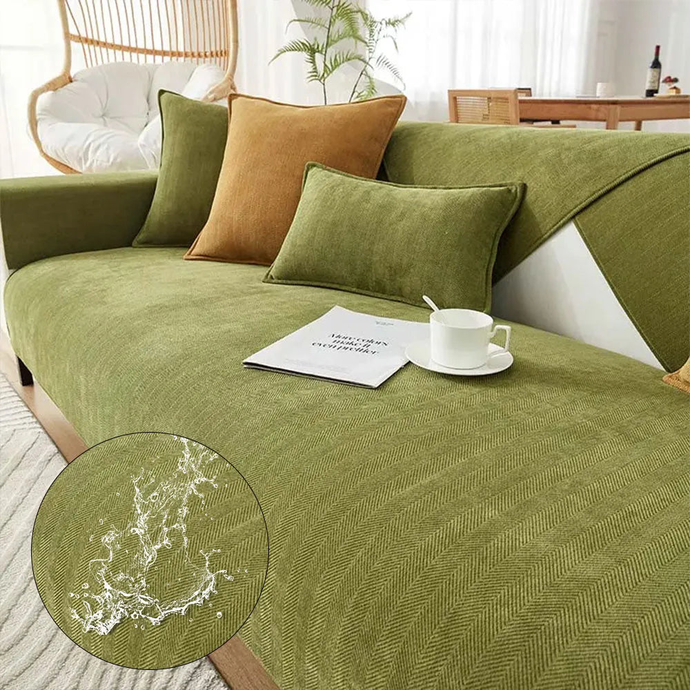 Waterproof Herringbone Chenille Sofa Cover | Anti-Slip | Stain-Resistant | Pet Proof | Woofing Deals