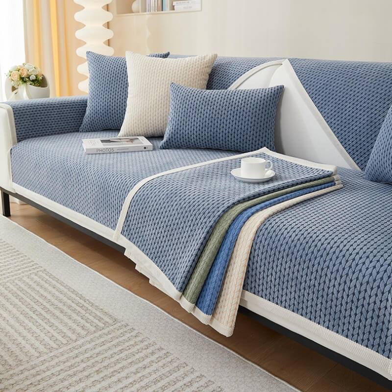 Wheat Ear Chenille Sofa Cover | Anti-Scratch Non-Slip Protector | Woofing Deals