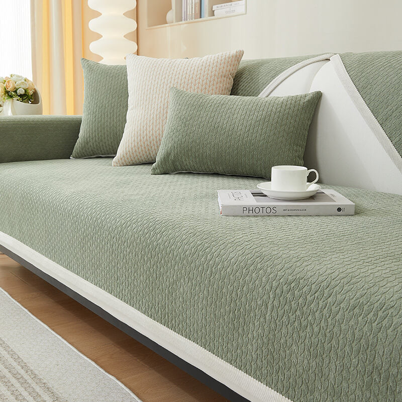 Wheat Ear Chenille Sofa Cover | Anti-Scratch Non-Slip Protector | Woofing Deals