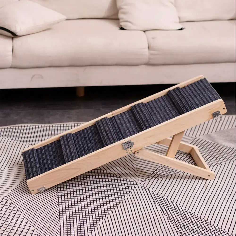 Foldable Wooden Dog Ramp | 4-Level Adjustable Non-Slip Steps | Woofing Deals