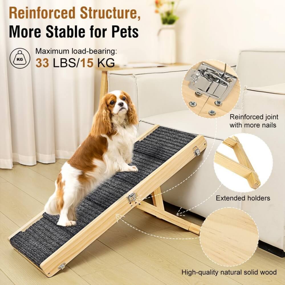 Foldable Wooden Dog Ramp | 4-Level Adjustable Non-Slip Steps | Woofing Deals