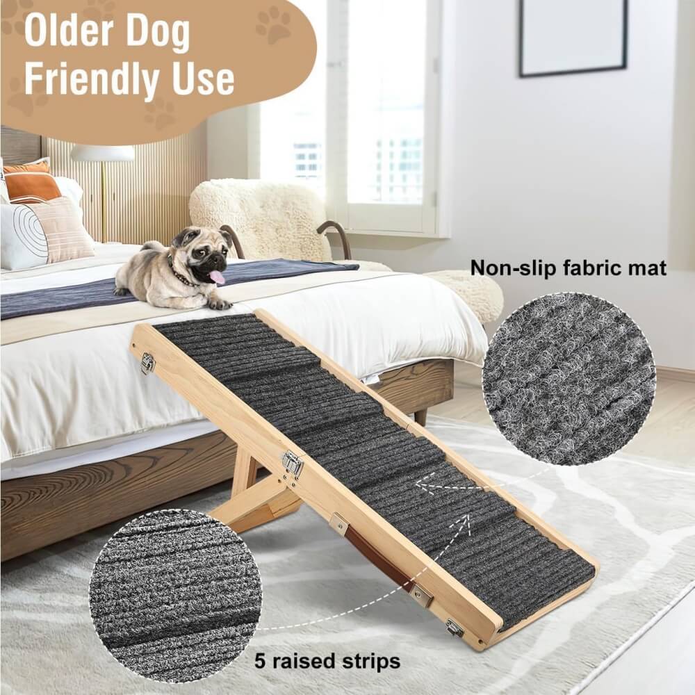 Foldable Wooden Dog Ramp | 4-Level Adjustable Non-Slip Steps | Woofing Deals