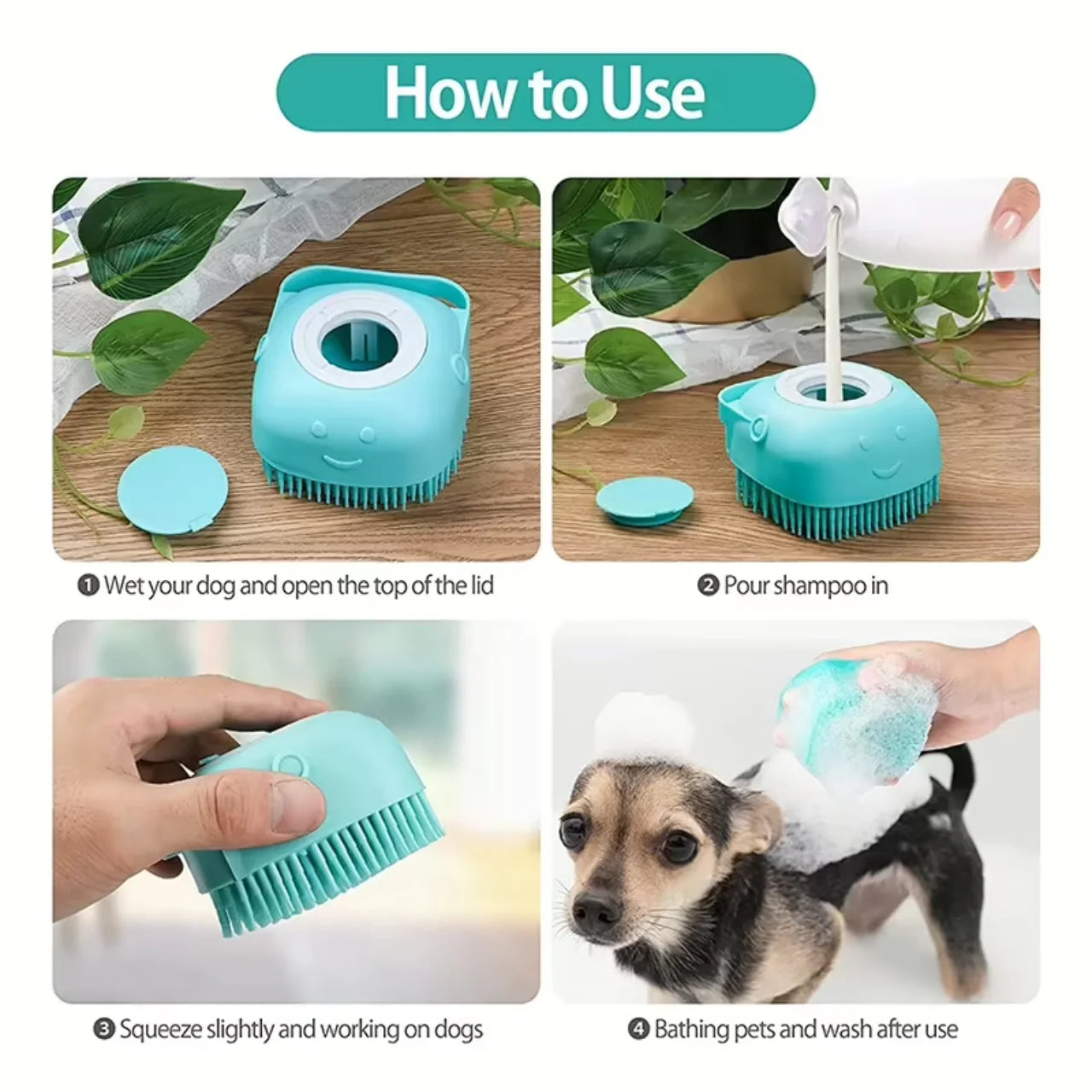 Silicone Dog Bath Massage Gloves | Pet Grooming Brush with Shampoo Dispenser | Woofing Deals
