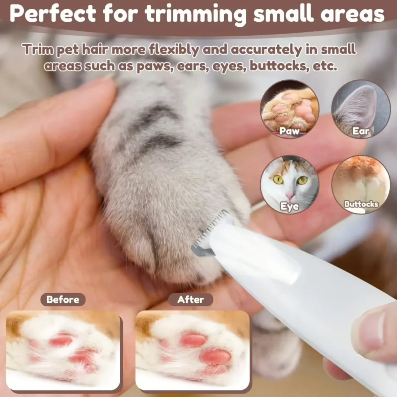 Waterproof Pet Paw Trimmer | LED Display Pet Hair Clippers | 1.8 cm Precision Grooming Blade | Woofing Deals