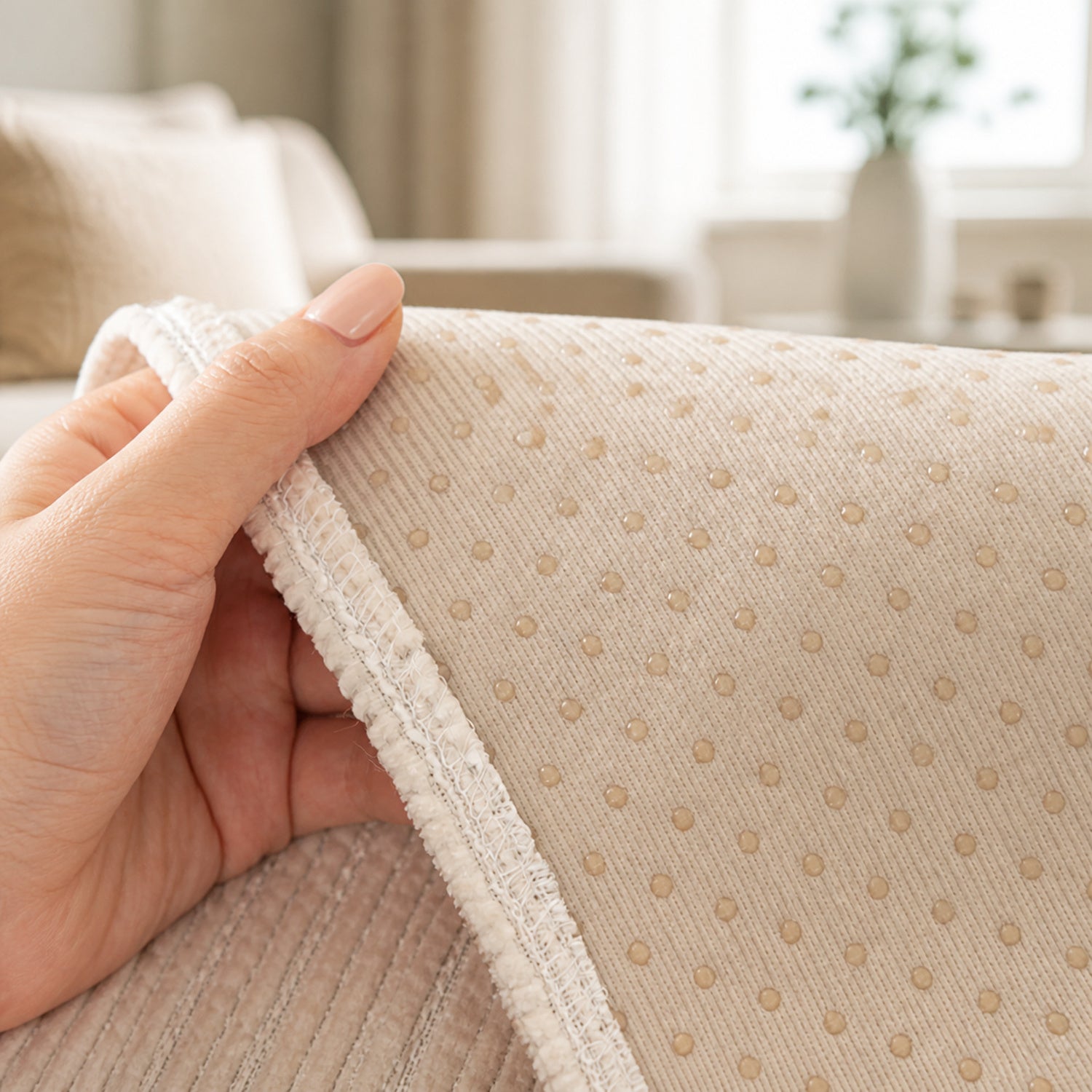 Soft Line Chenille Sofa Protector | Non-Slip Ribbed Design | Machine Washable