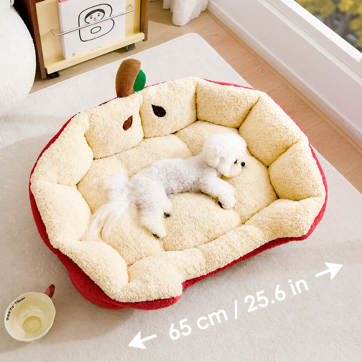 Apple Pet Bed | All-Season Plush Washable | Small Dogs & Cats