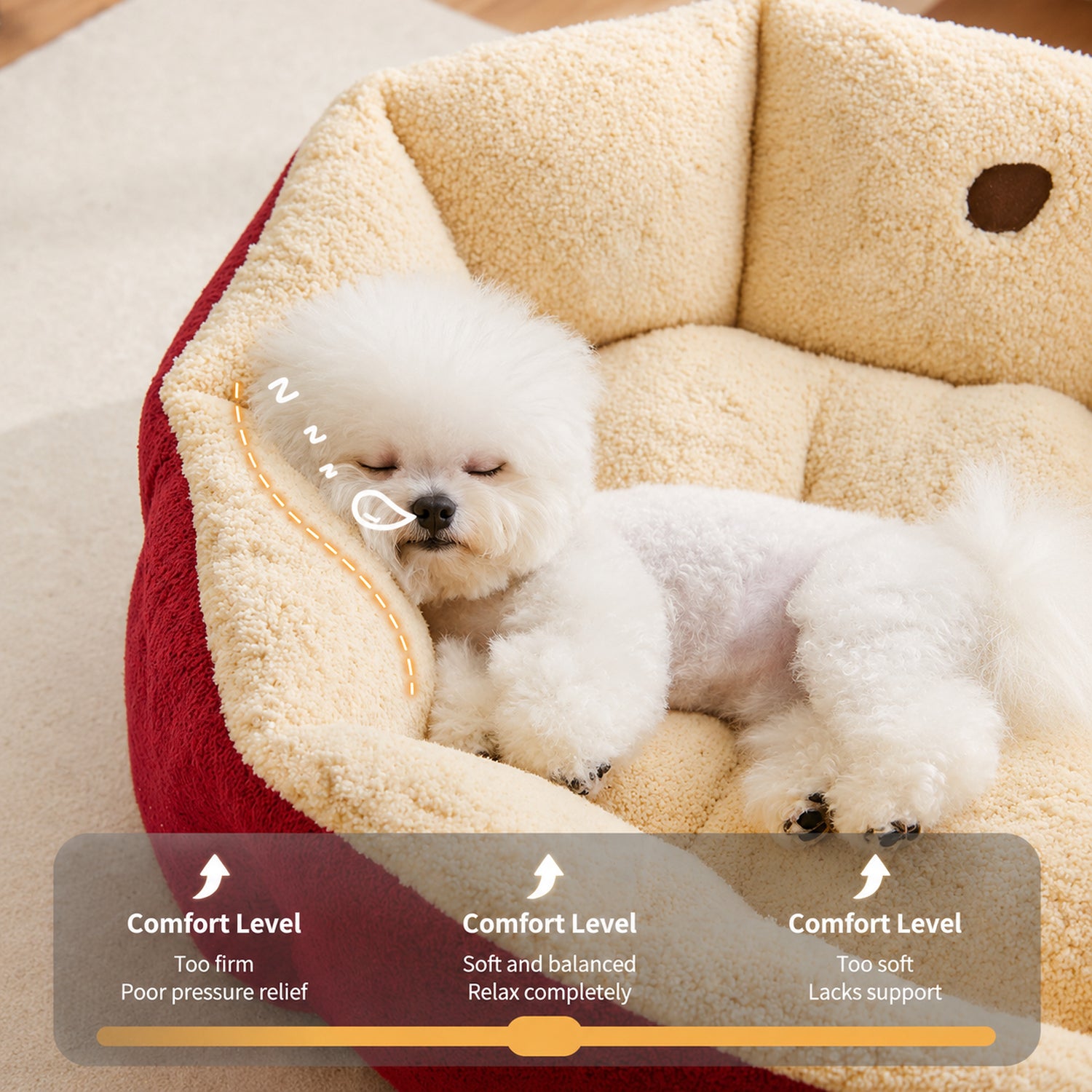 Apple Pet Bed | All-Season Plush Washable | Small Dogs & Cats