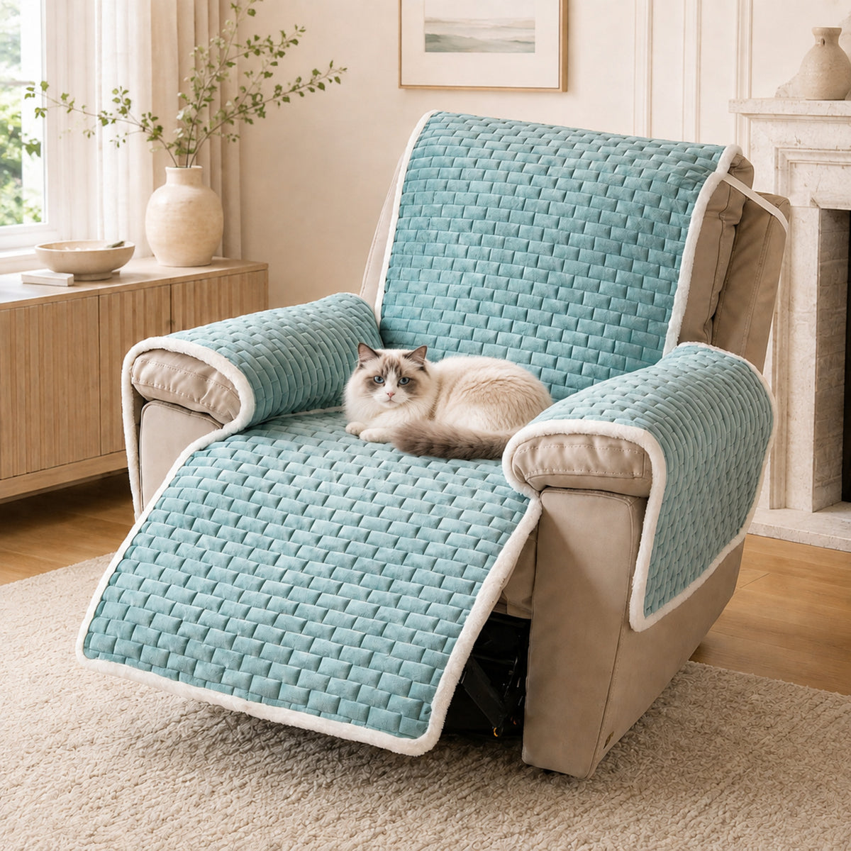 Recliner Chair Protector | Scratch-Resistant Cover with Elastic Straps