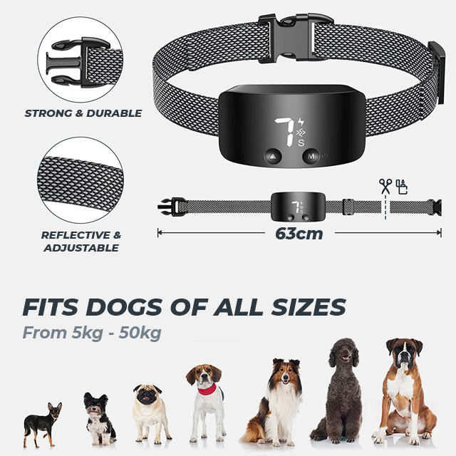 Rechargeable Anti Bark Dog Collar | Waterproof Adjustable Training Collar | Sound & Vibration Control | Woofing Deals