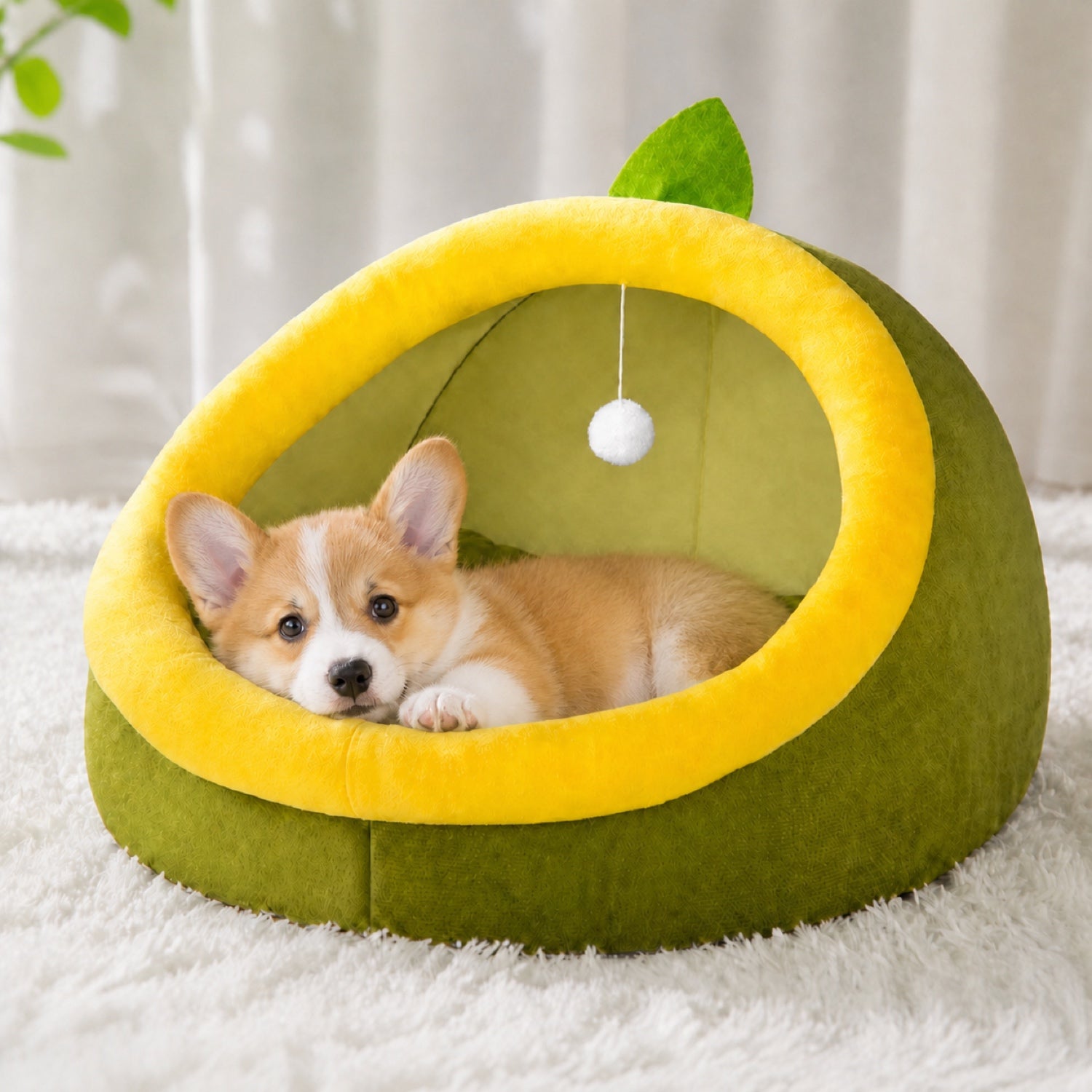 Avocado Pet House | All-Season Plush Bed | Anti-Slip for Small Dogs & Cats
