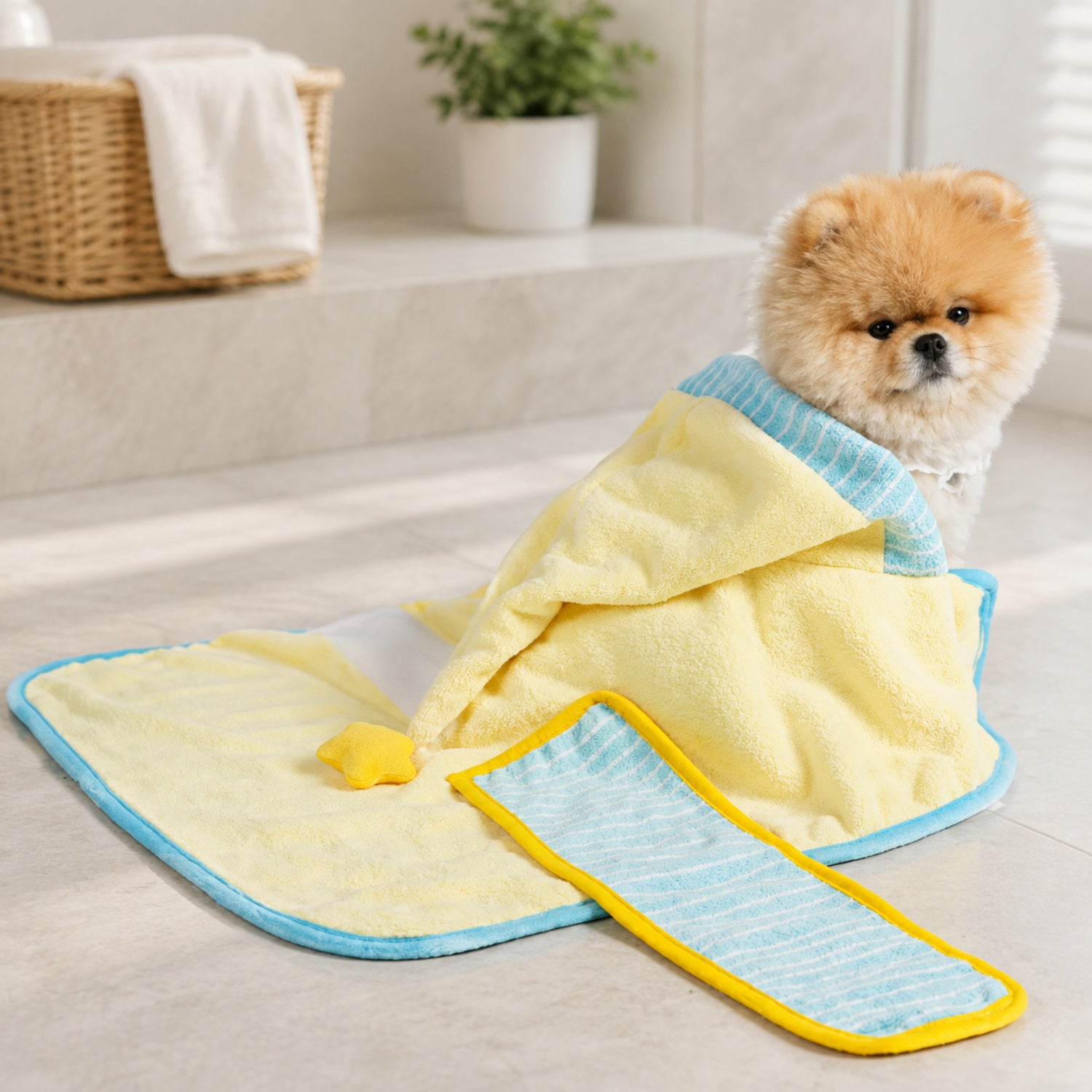 Absorbent Dog Drying Robe | Soft Breathable Hooded Bath Towel