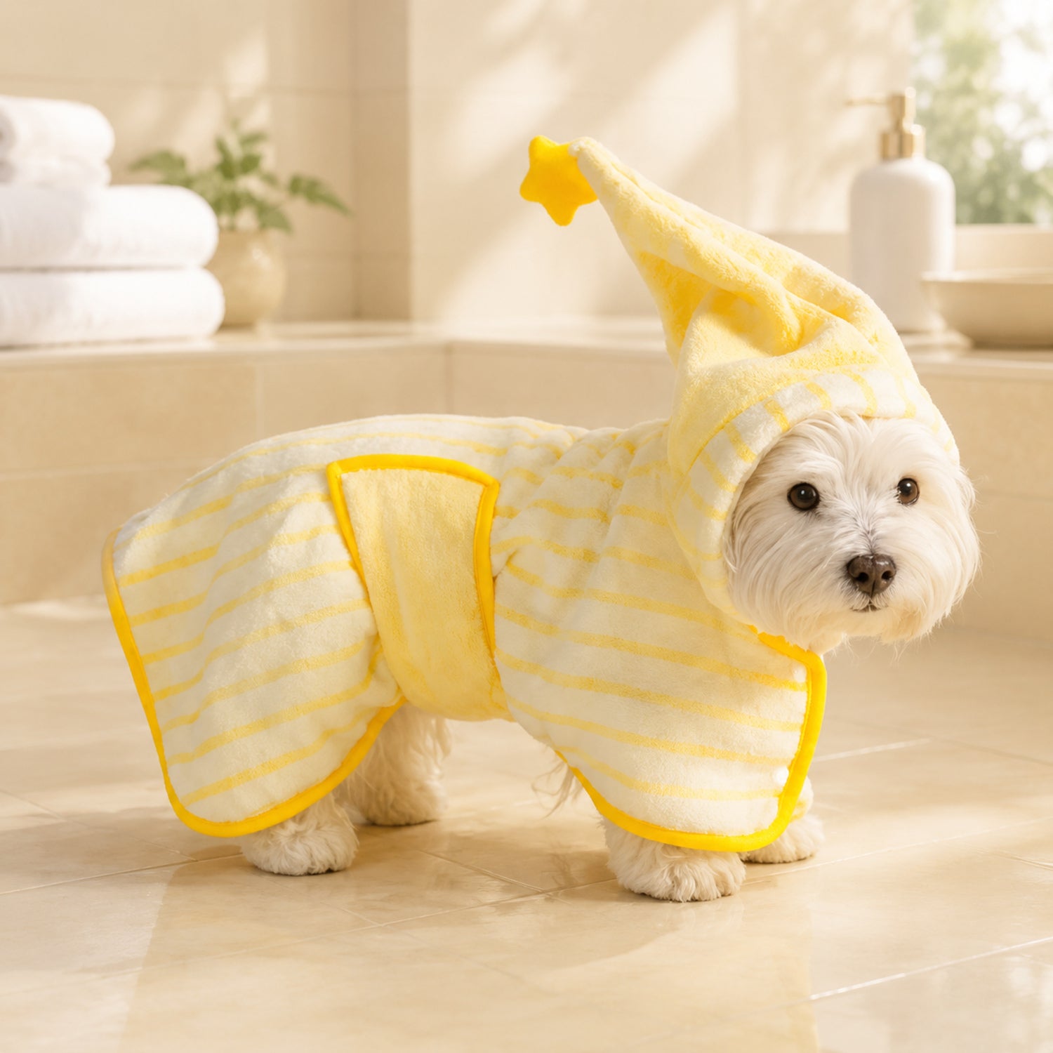 Absorbent Dog Drying Robe | Soft Breathable Hooded Bath Towel