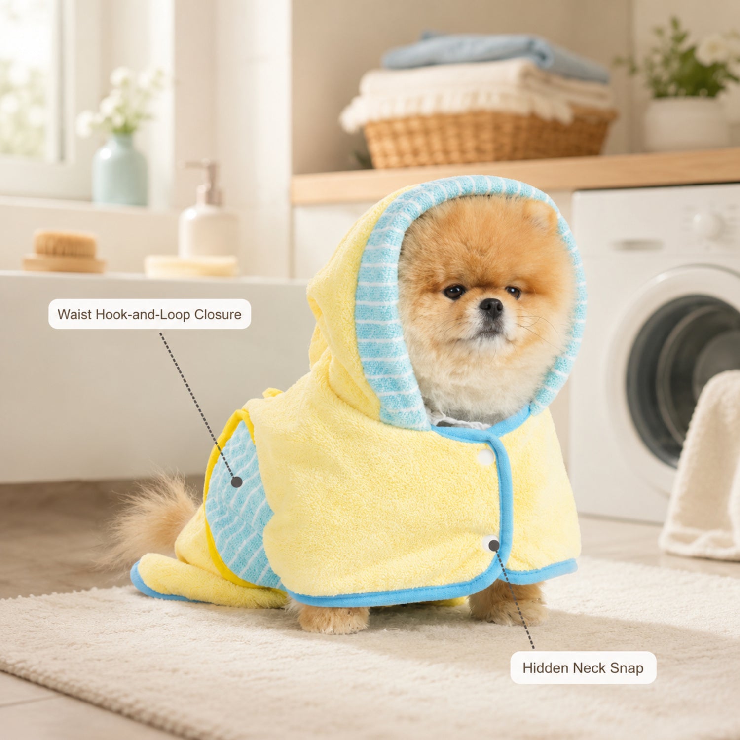 Absorbent Dog Drying Robe | Soft Breathable Hooded Bath Towel