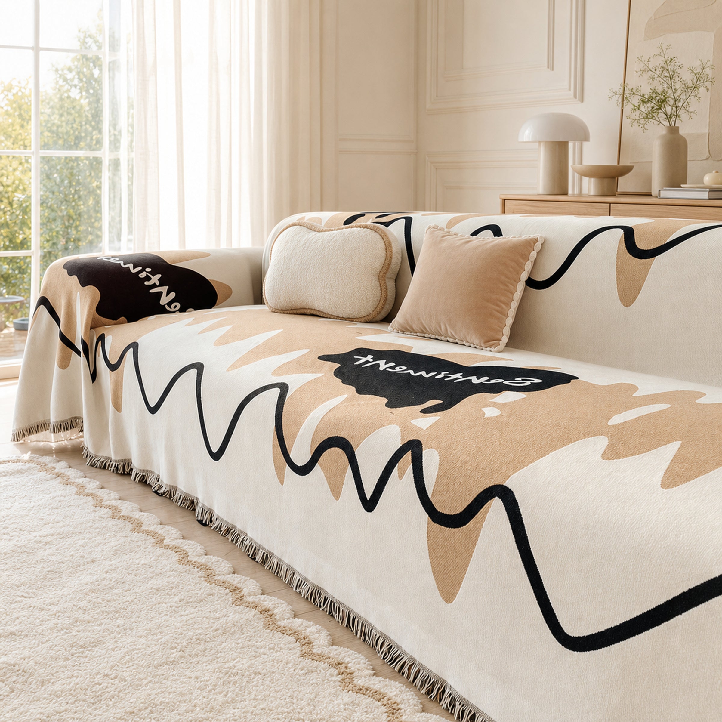Wavy Chenille Sofa Throw | Scratch-Resistant Pet-Friendly | Sofa Cover
