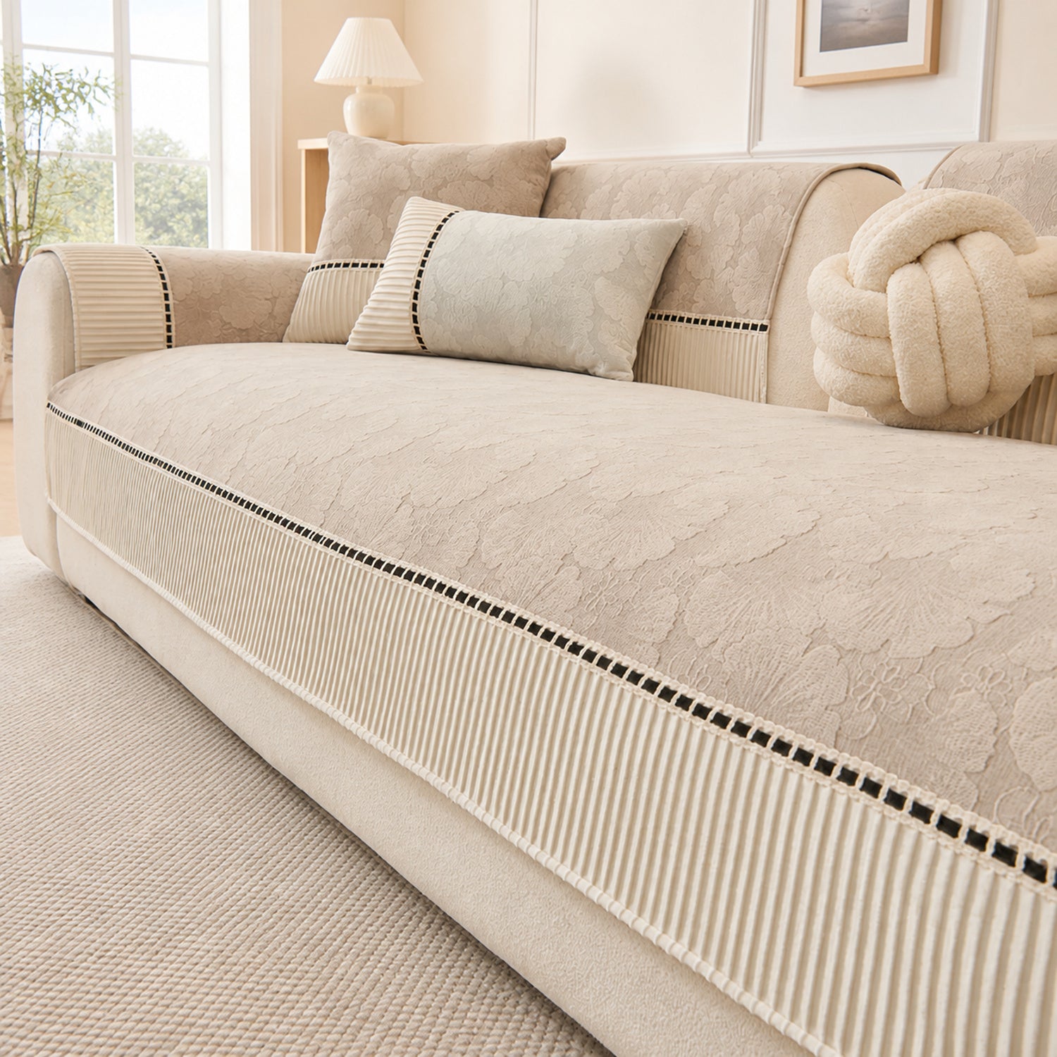 Blossom Jacquard Sofa Protector | Chenille Non-Slip Washable All-Season Cover