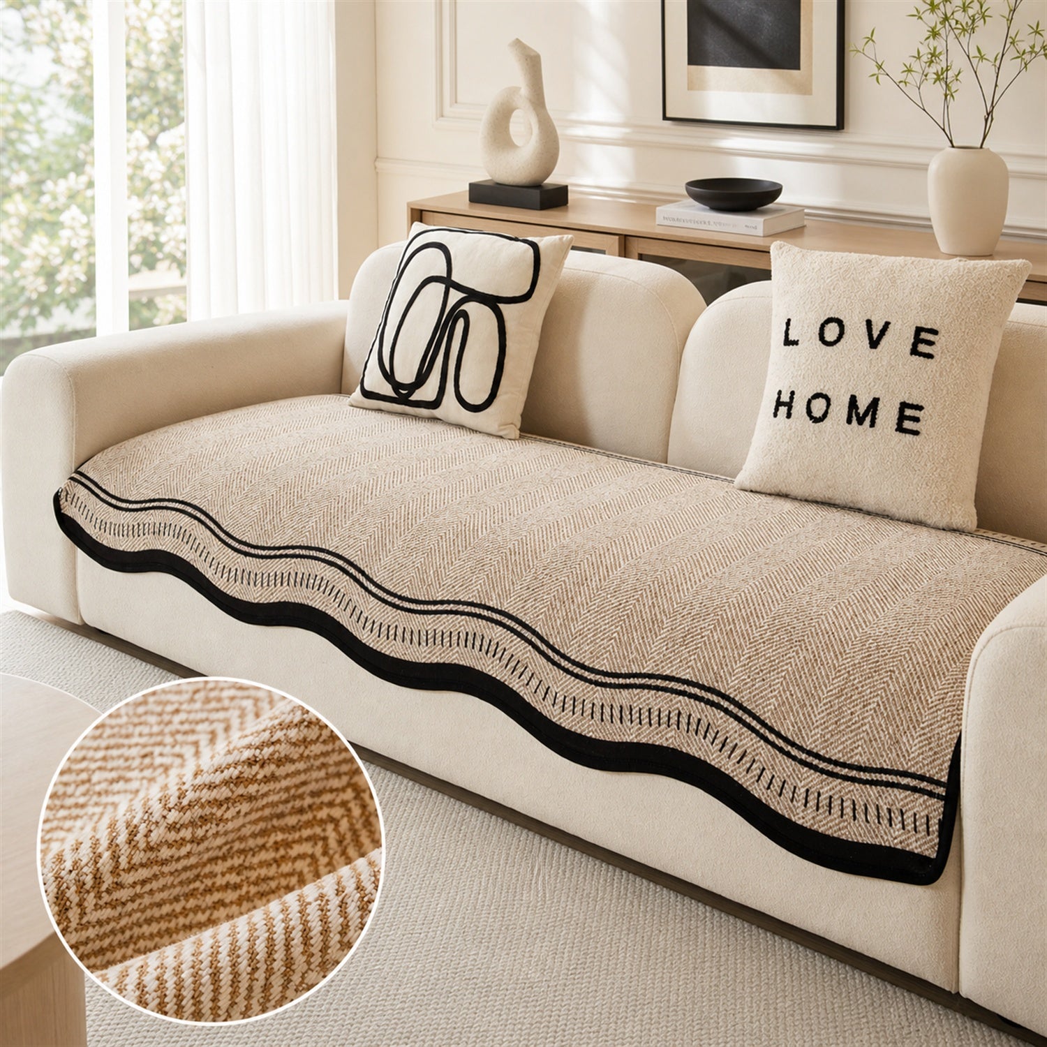 Modern Wavy Sofa Cover |  Non-Slip Scratch-Resistant | All Season Washable