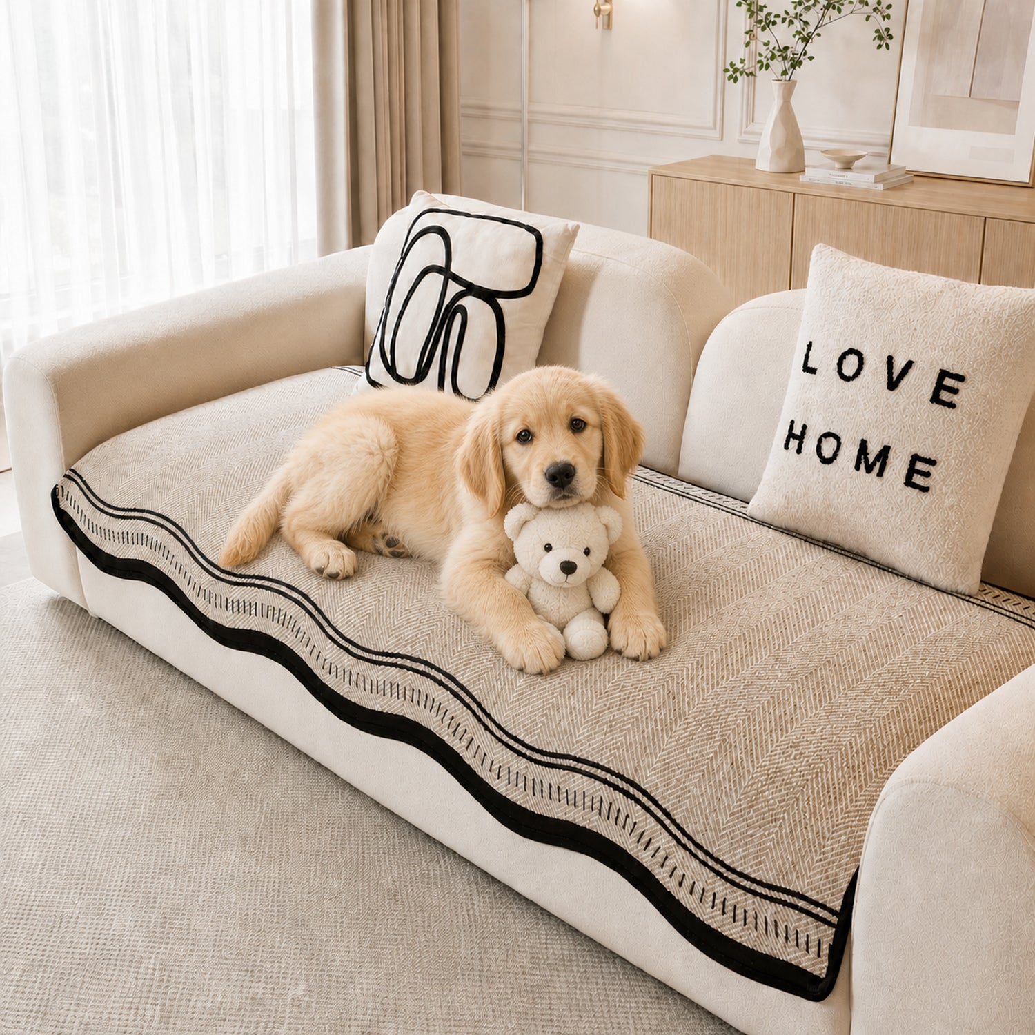Modern Wavy Sofa Cover |  Non-Slip Scratch-Resistant | All Season Washable