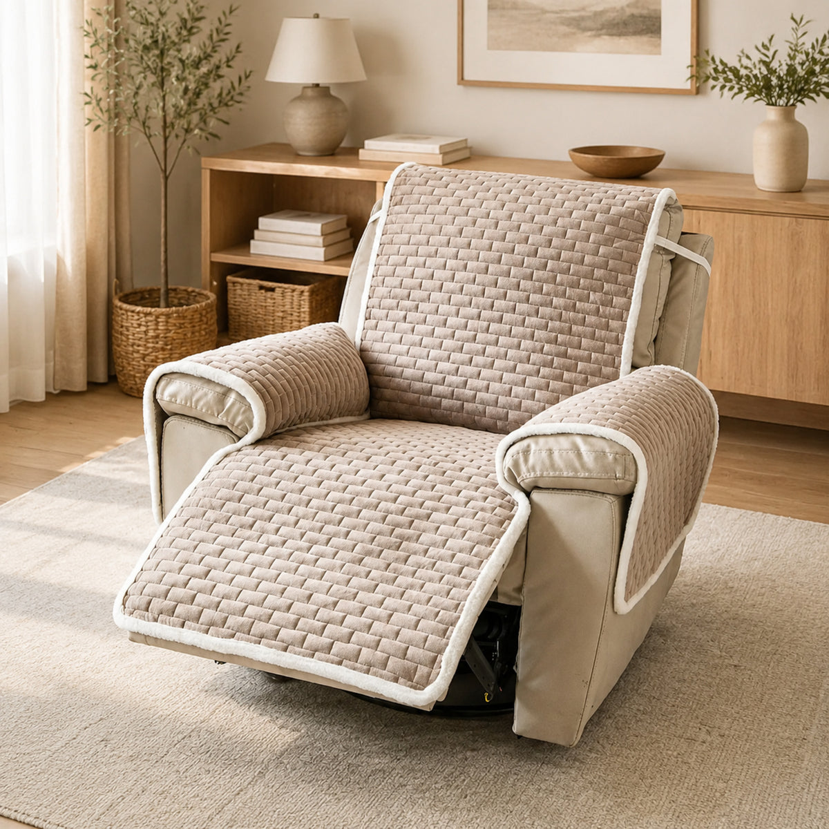 Recliner Chair Protector | Scratch-Resistant Cover with Elastic Straps