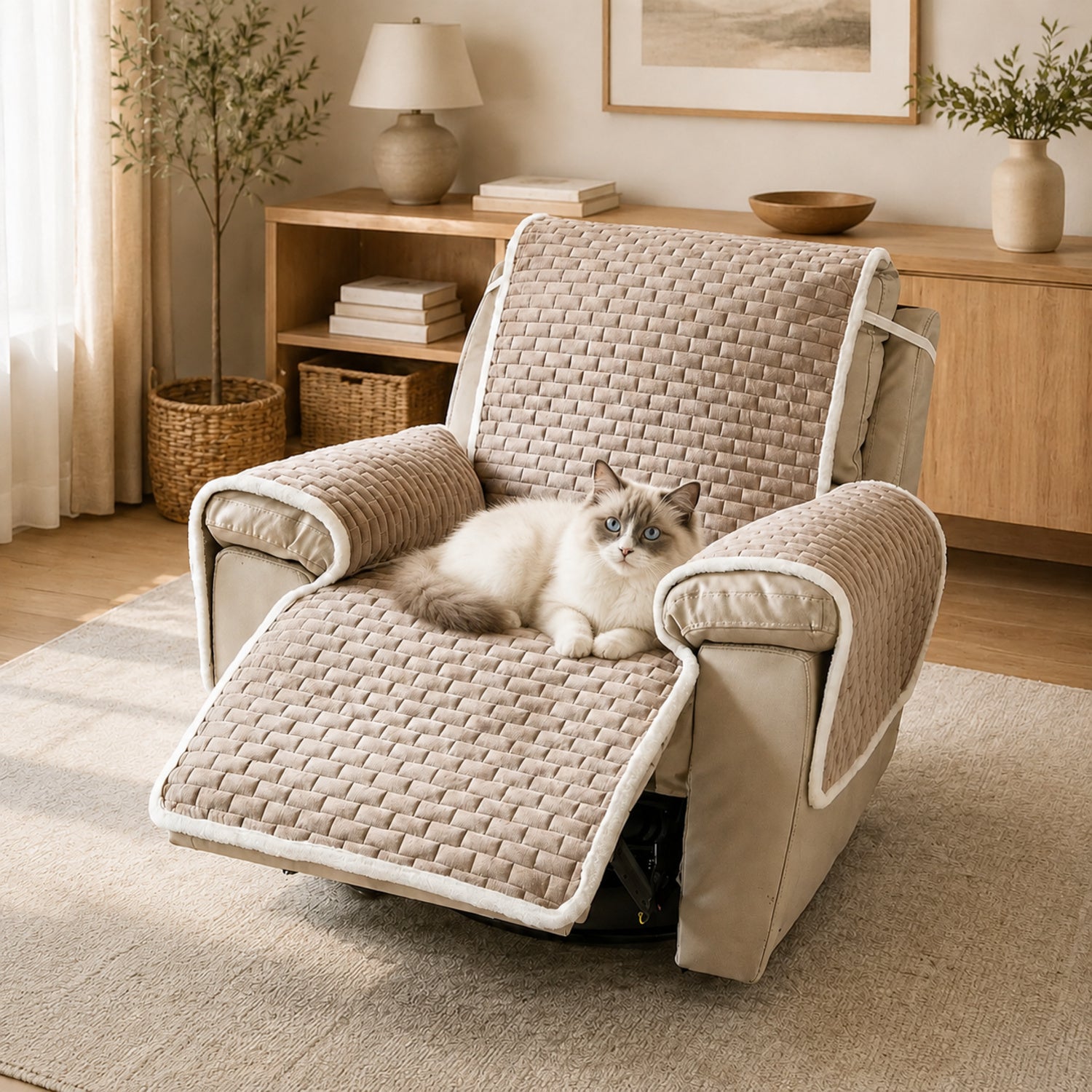 Recliner Chair Protector | Scratch-Resistant Cover with Elastic Straps
