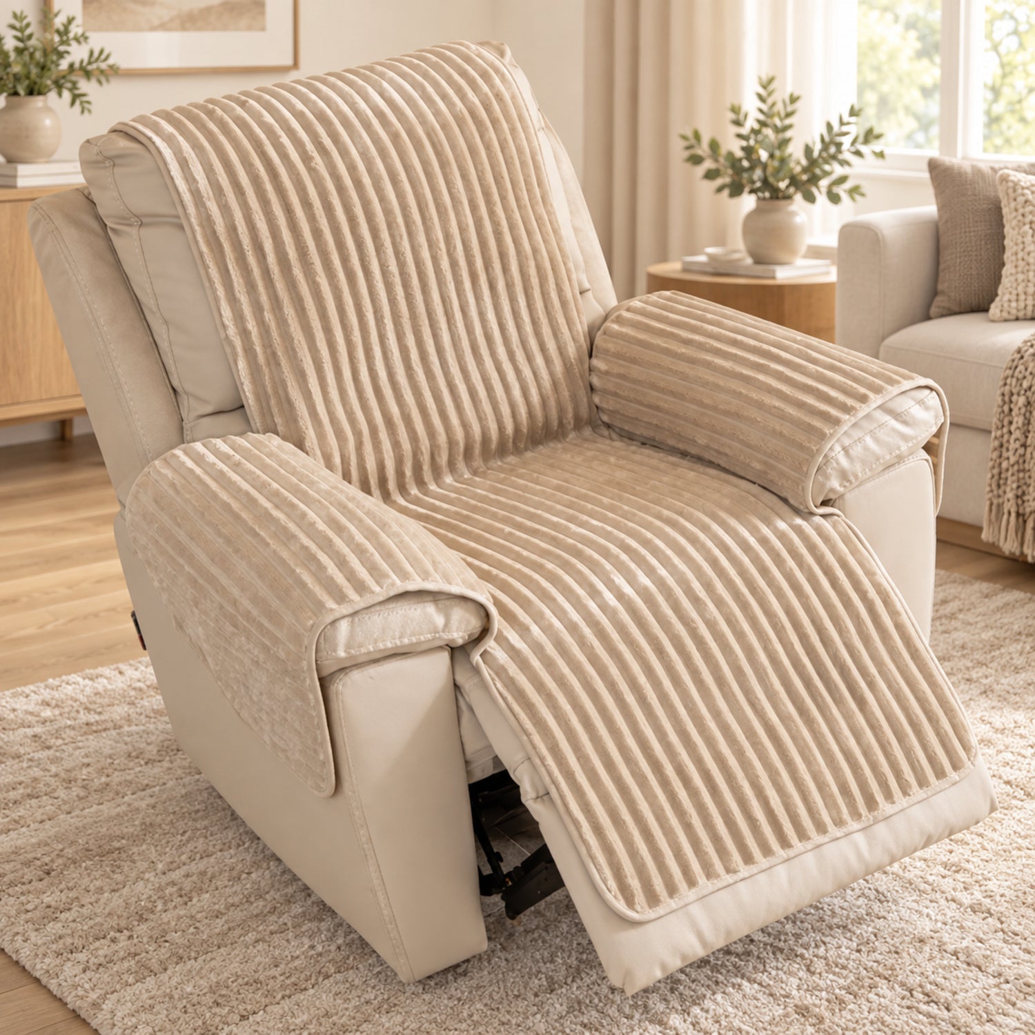 One-Piece Plush Sofa Cover | Non-Slip Washable Pet Protector for Recliners & Loveseats