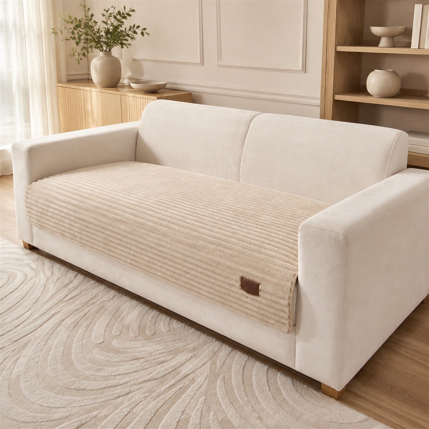 Furry Plush Sofa Protector | Soft Non-Slip Machine-Washable Cover for Pet Homes