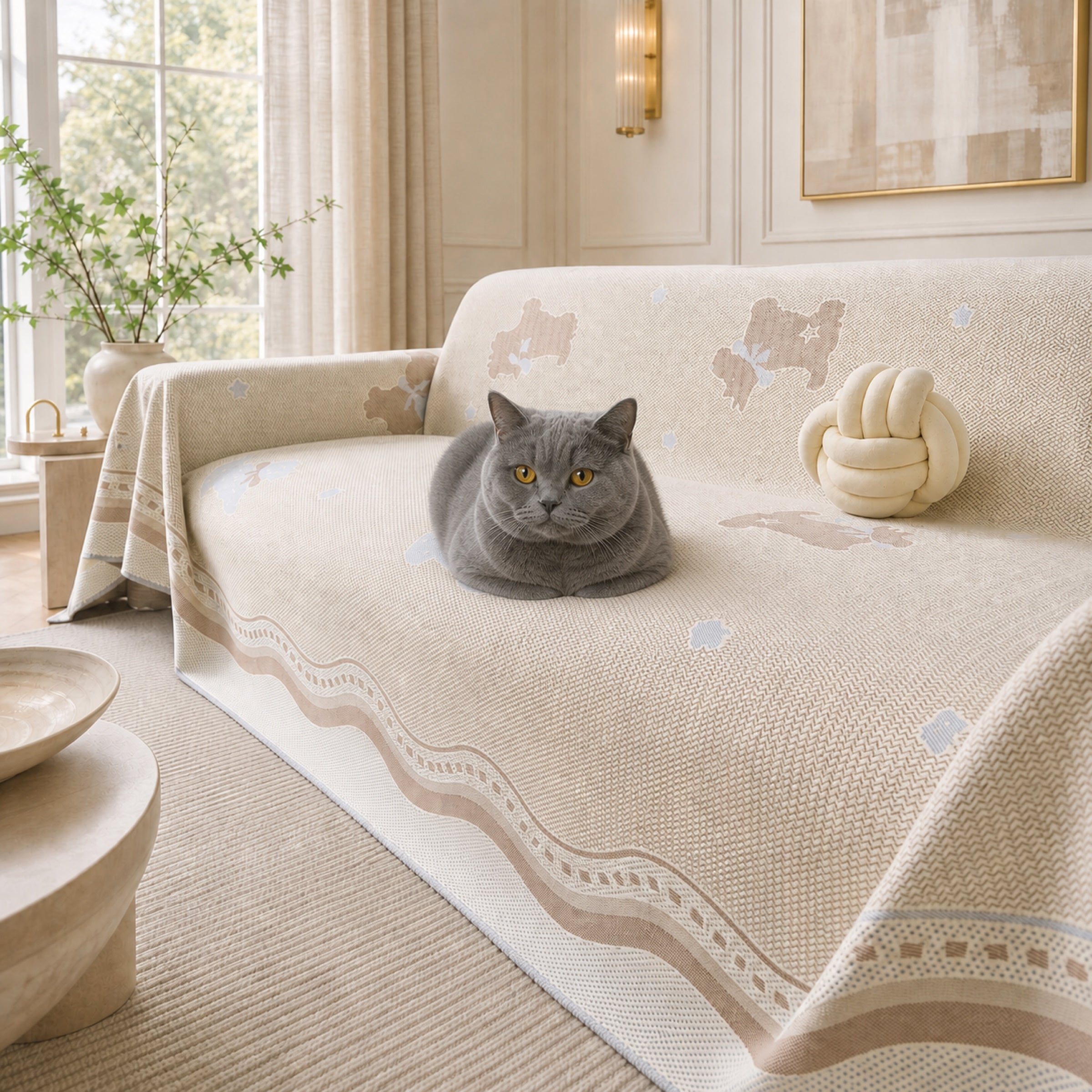 Dreamy Puppy | Cooling Sofa Cover | Breathable Fabric | Anti-Slip & Machine Washable