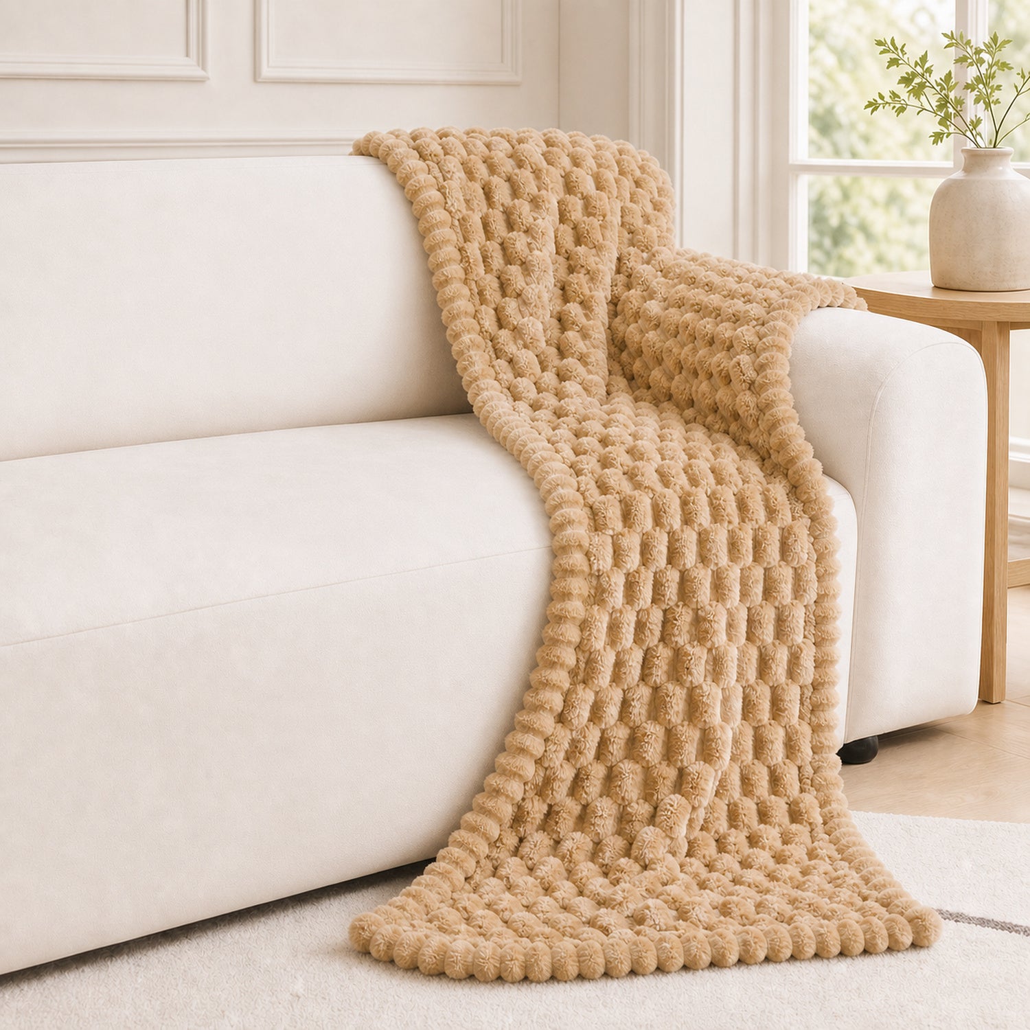 Honeycomb Plush Sofa Protector | Thick Non-Slip Washable Pet-Friendly Cover