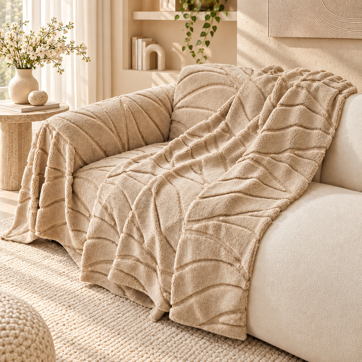 Textured Sofa Throw | Soft Plush | Machine-Washable Sofa Protector