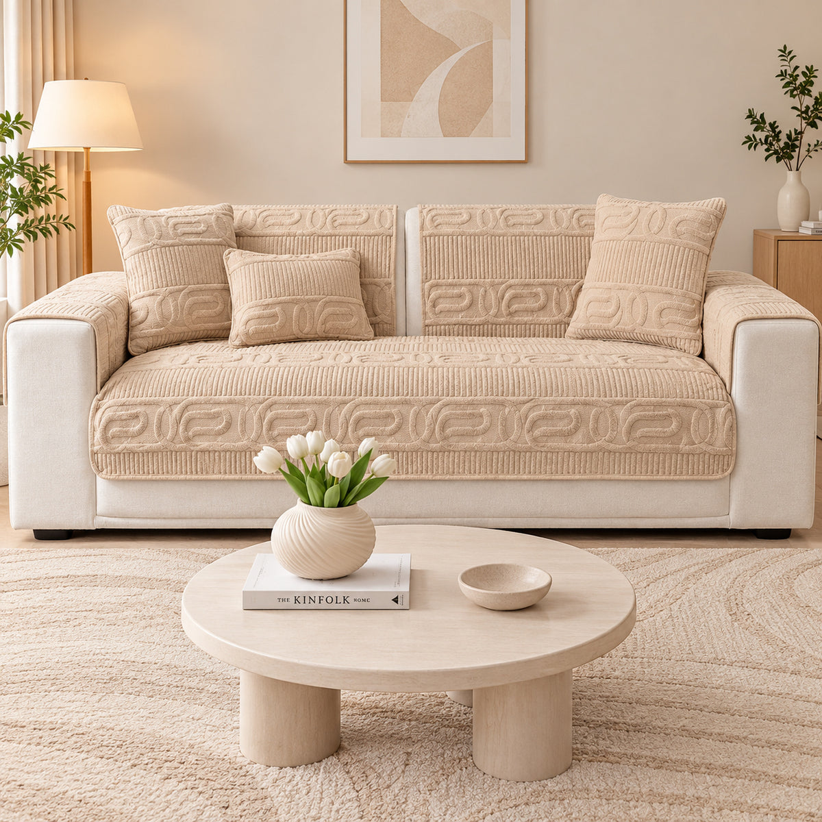 Sofa Cover | Love Lock Quilted Velour | Non-Slip Sofa Protector