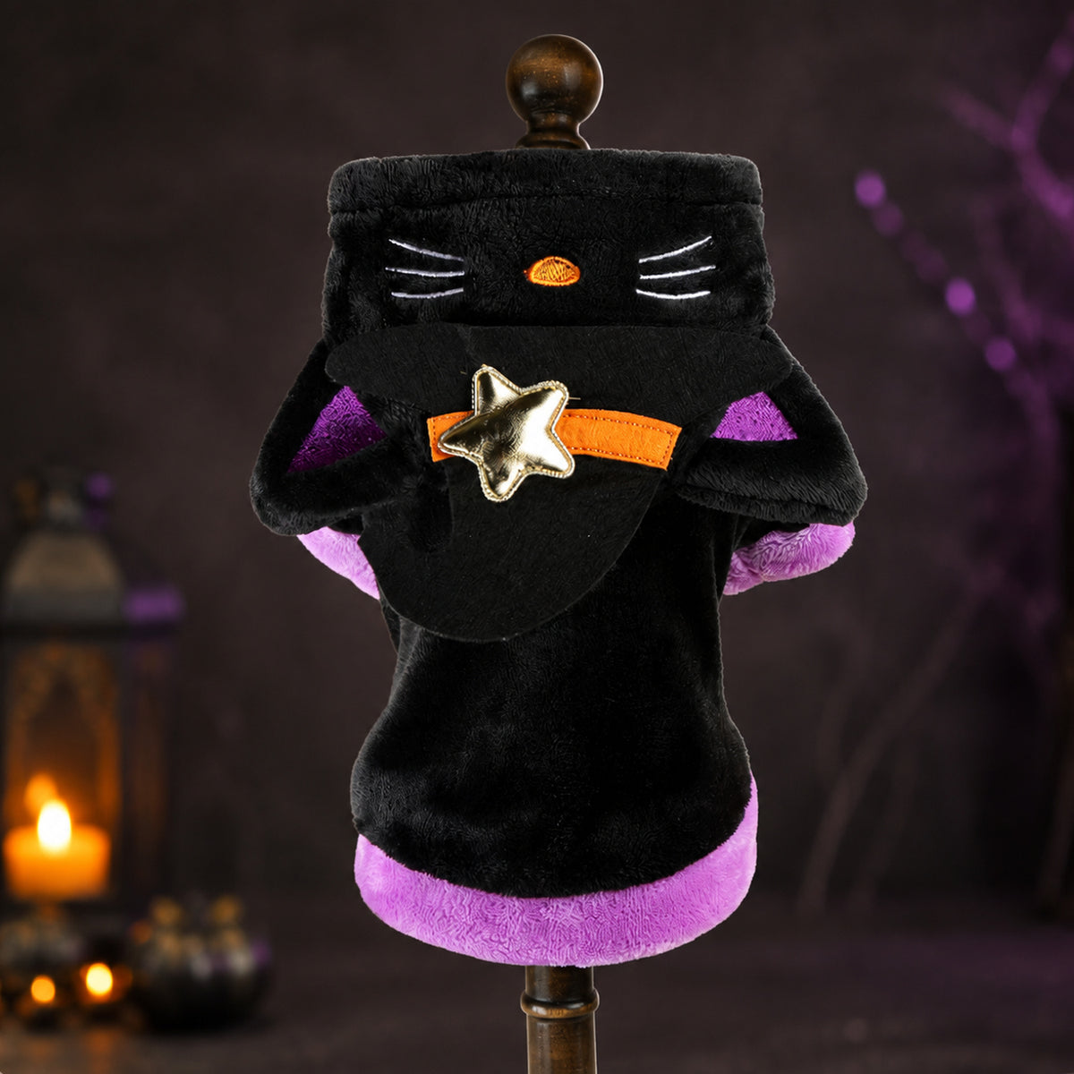 Witch Cat Pet Costume | Soft Hooded Halloween Outfit for Dogs & Cats