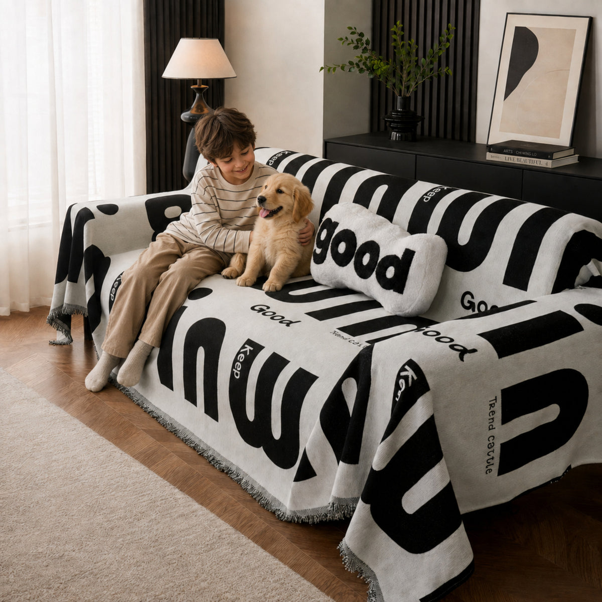 Good Mood Chenille Sofa Throw | Machine-Washable All-Season Sofa Protector