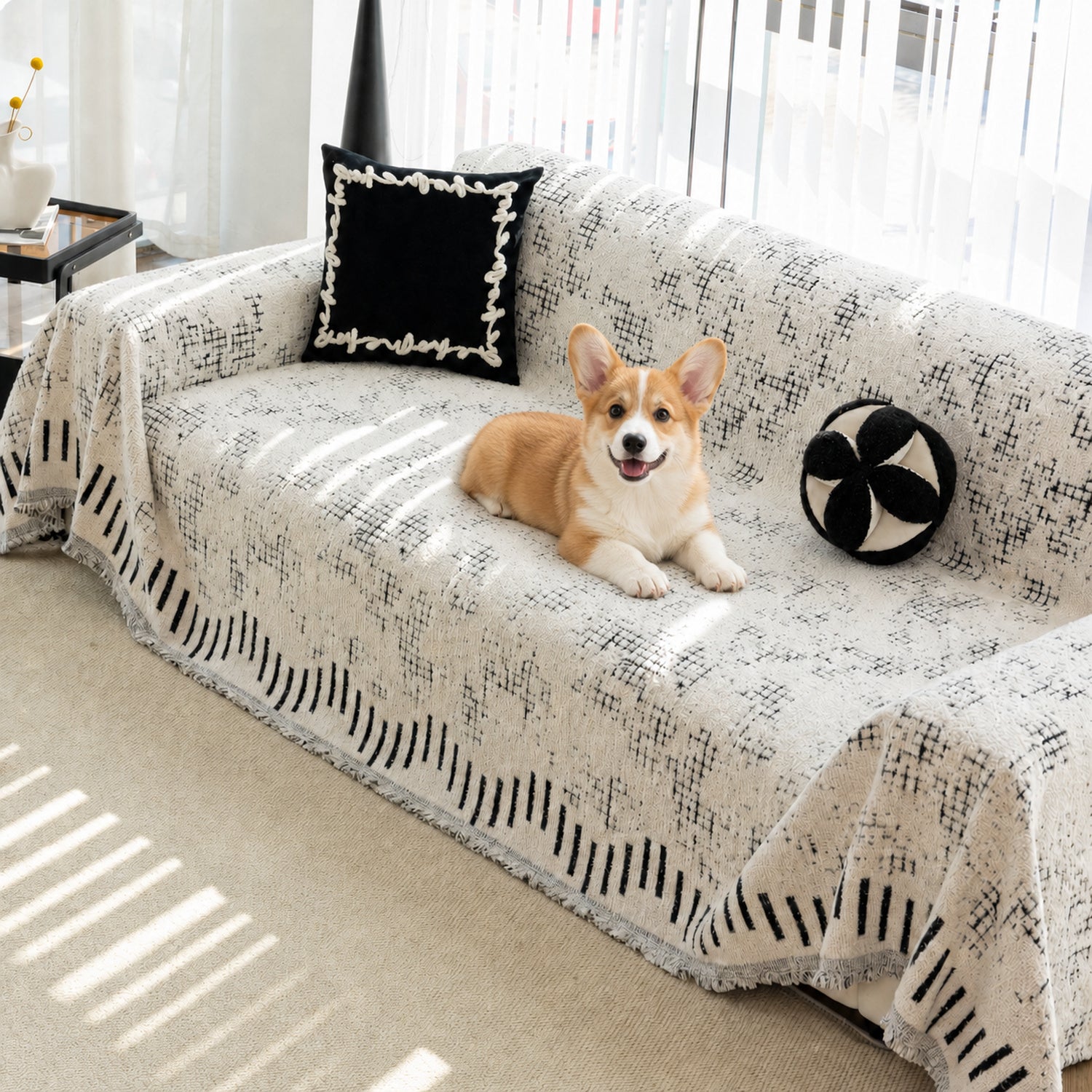Piano Key Sofa Throw | Thick Winter Sofa Protector | Machine Washable