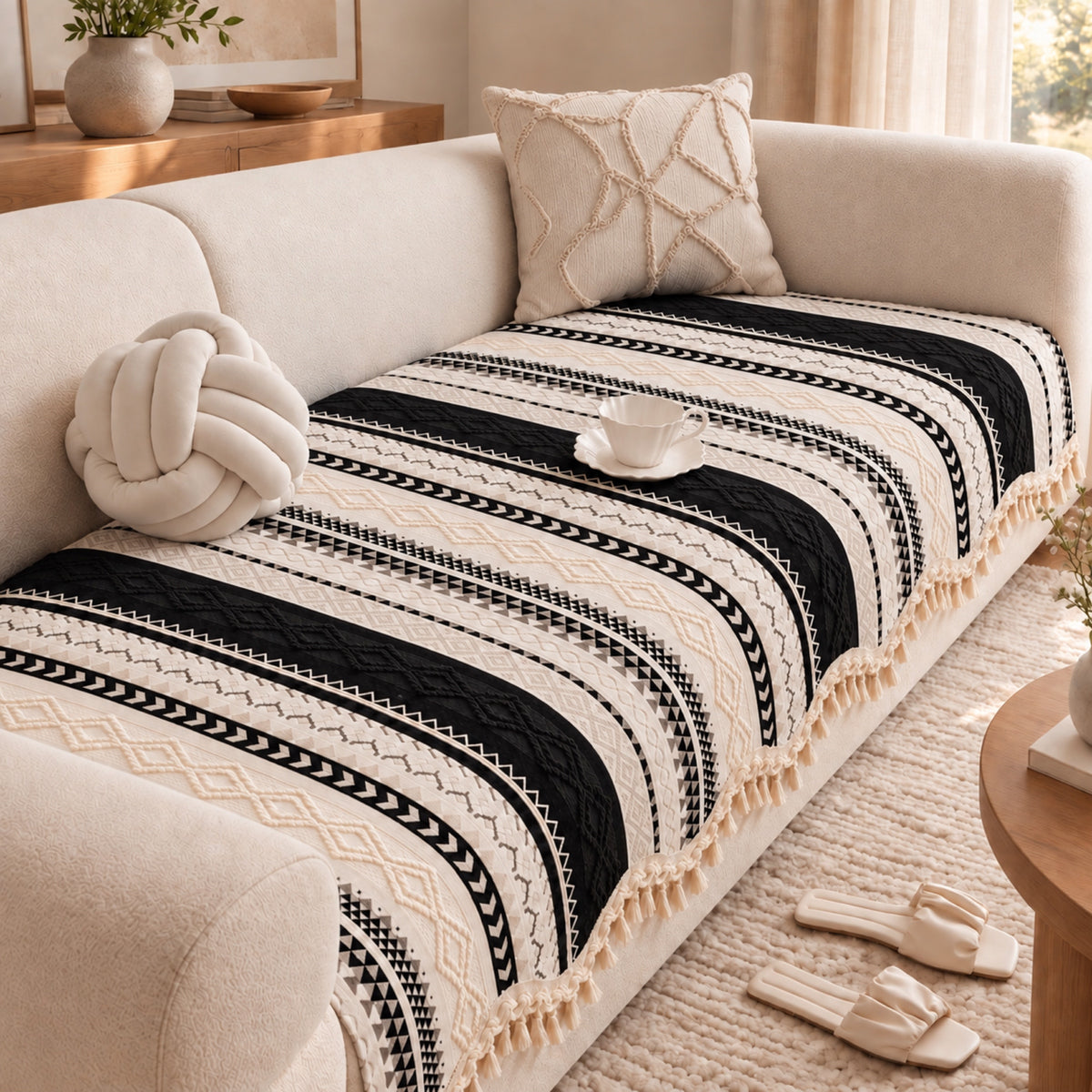 Heritage Chenille Sofa Cover | Non-Slip & Machine Washable