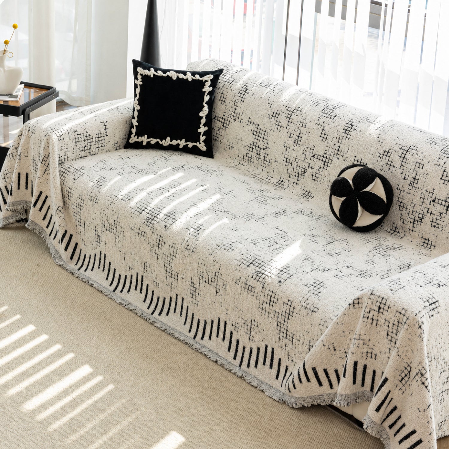 Piano Key Sofa Throw | Thick Winter Sofa Protector | Machine Washable