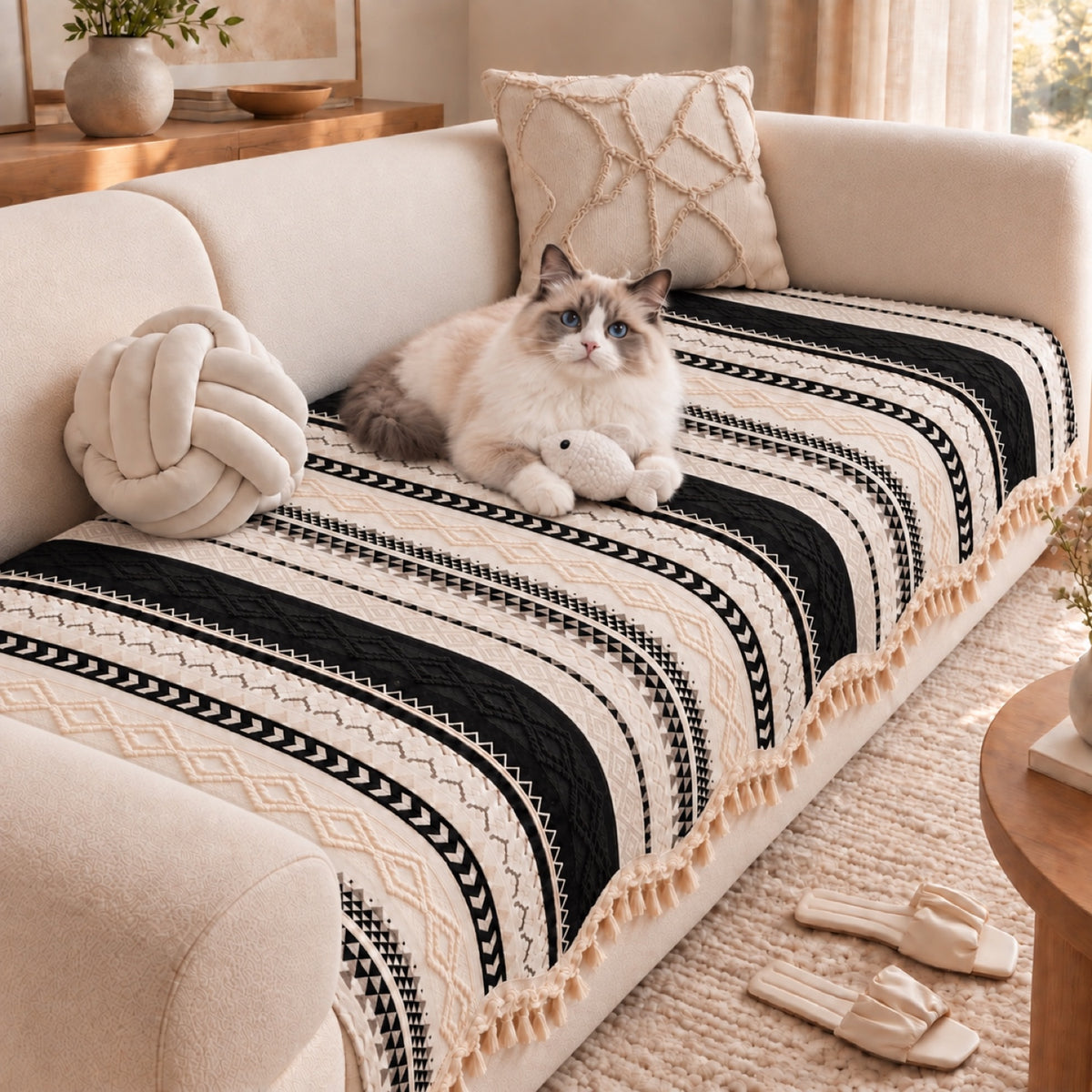 Heritage Chenille Sofa Cover | Non-Slip & Machine Washable