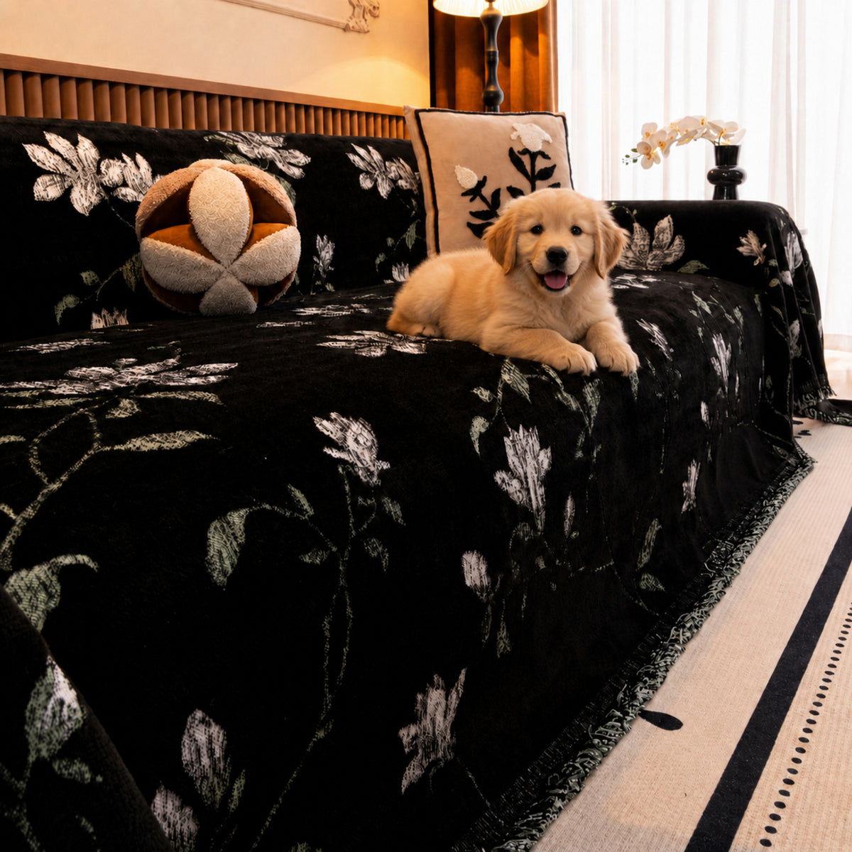 Magnolia Garden Chenille Sofa Throw | All-Season Sofa Protector