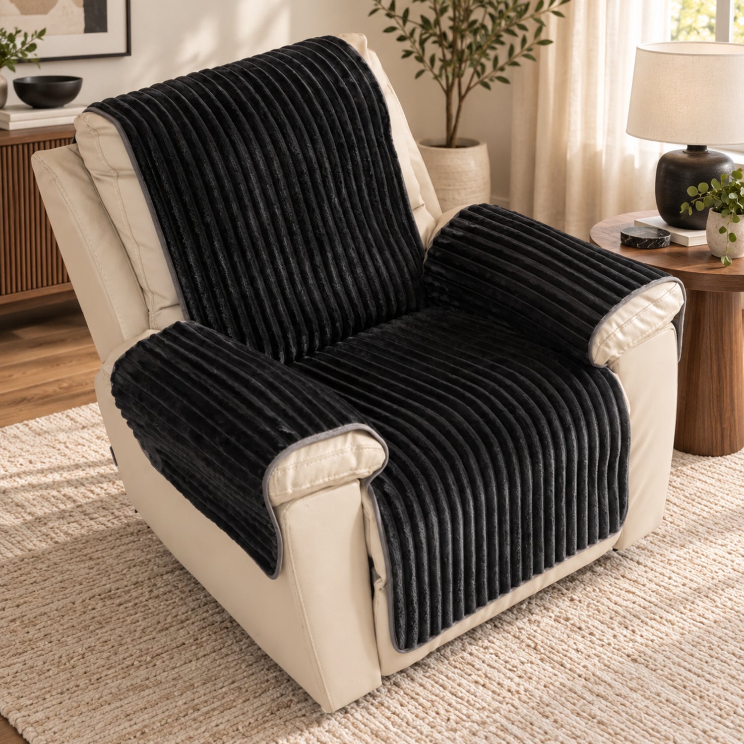 One-Piece Plush Sofa Cover | Non-Slip Washable Pet Protector for Recliners & Loveseats
