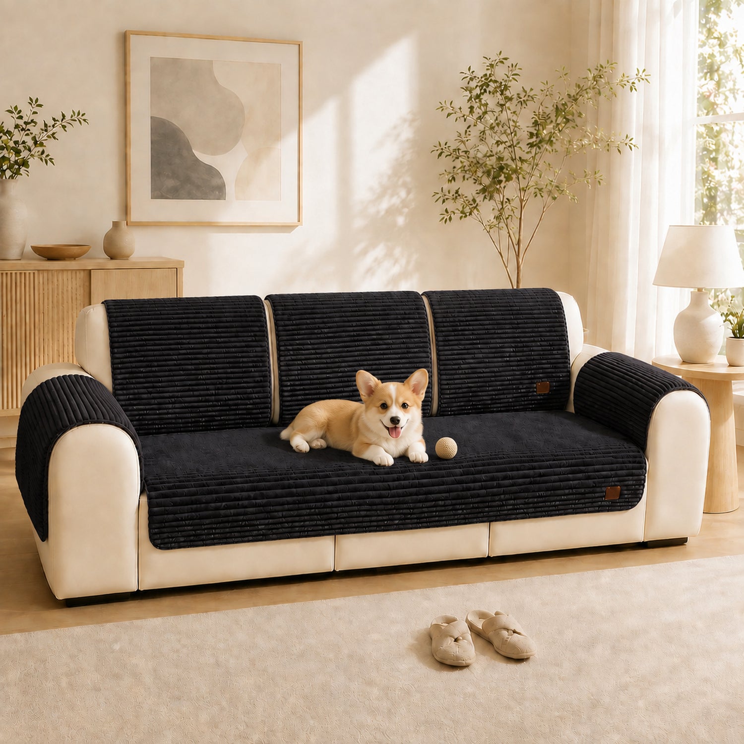 Furry Plush Sofa Protector | Soft Non-Slip Machine-Washable Cover for Pet Homes