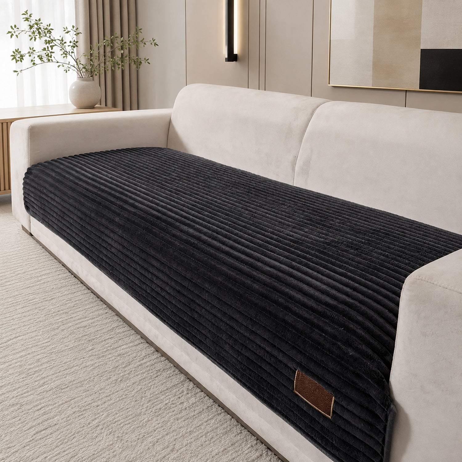Furry Plush Sofa Protector | Soft Non-Slip Machine-Washable Cover for Pet Homes
