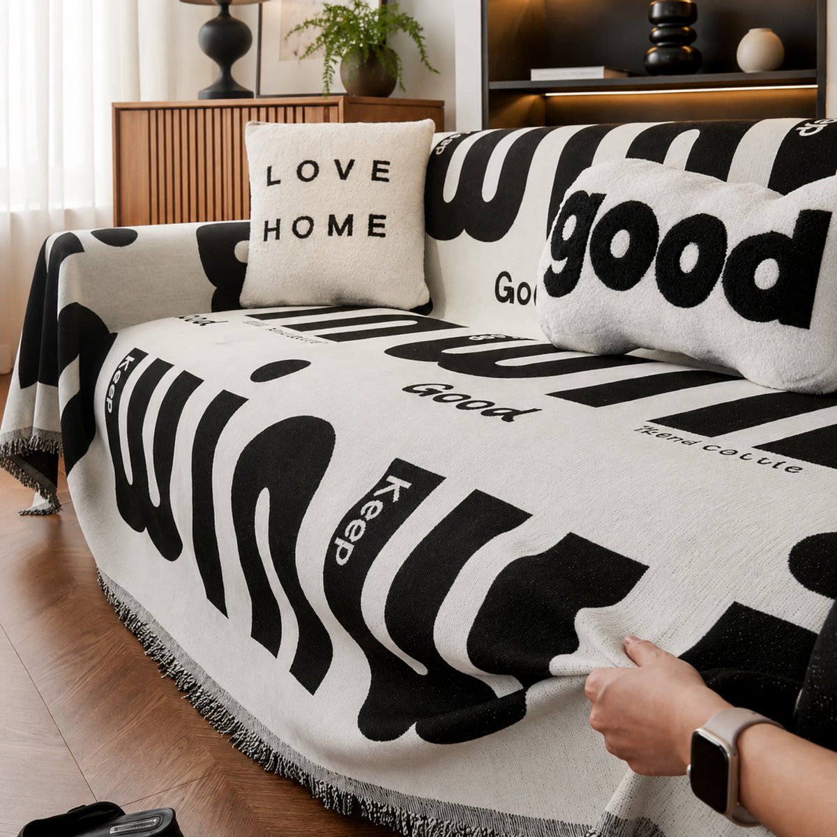 Good Mood Chenille Sofa Throw | Machine-Washable All-Season Sofa Protector