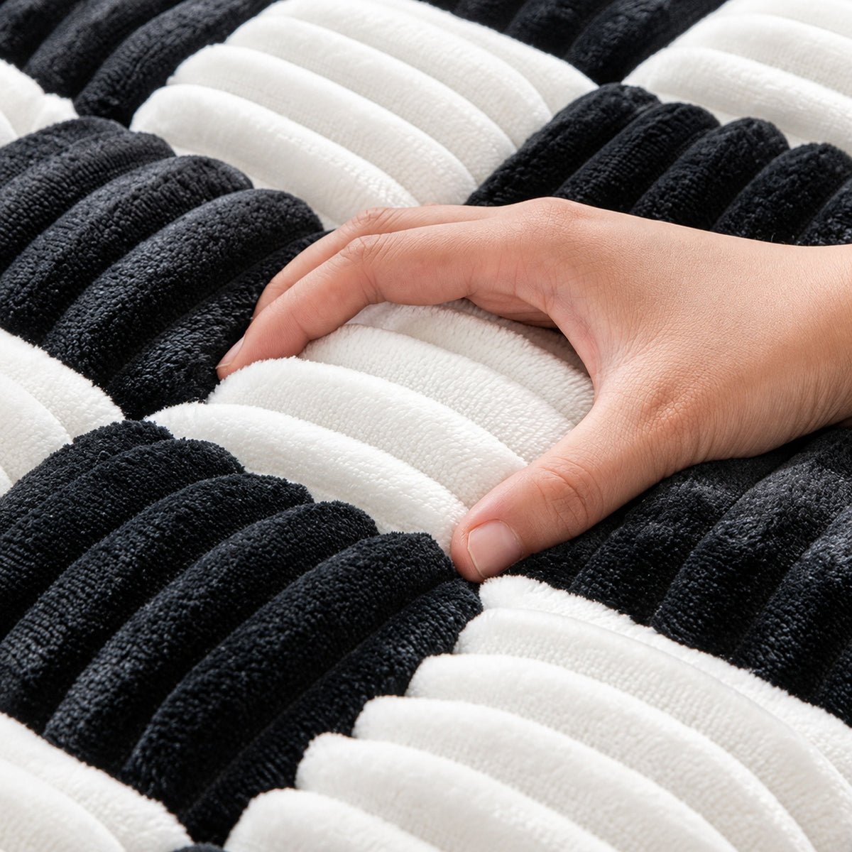 Checkerboard Sofa Cover | Non-Slip Sofa Protector | Ribbed Chenille with Soft Padding