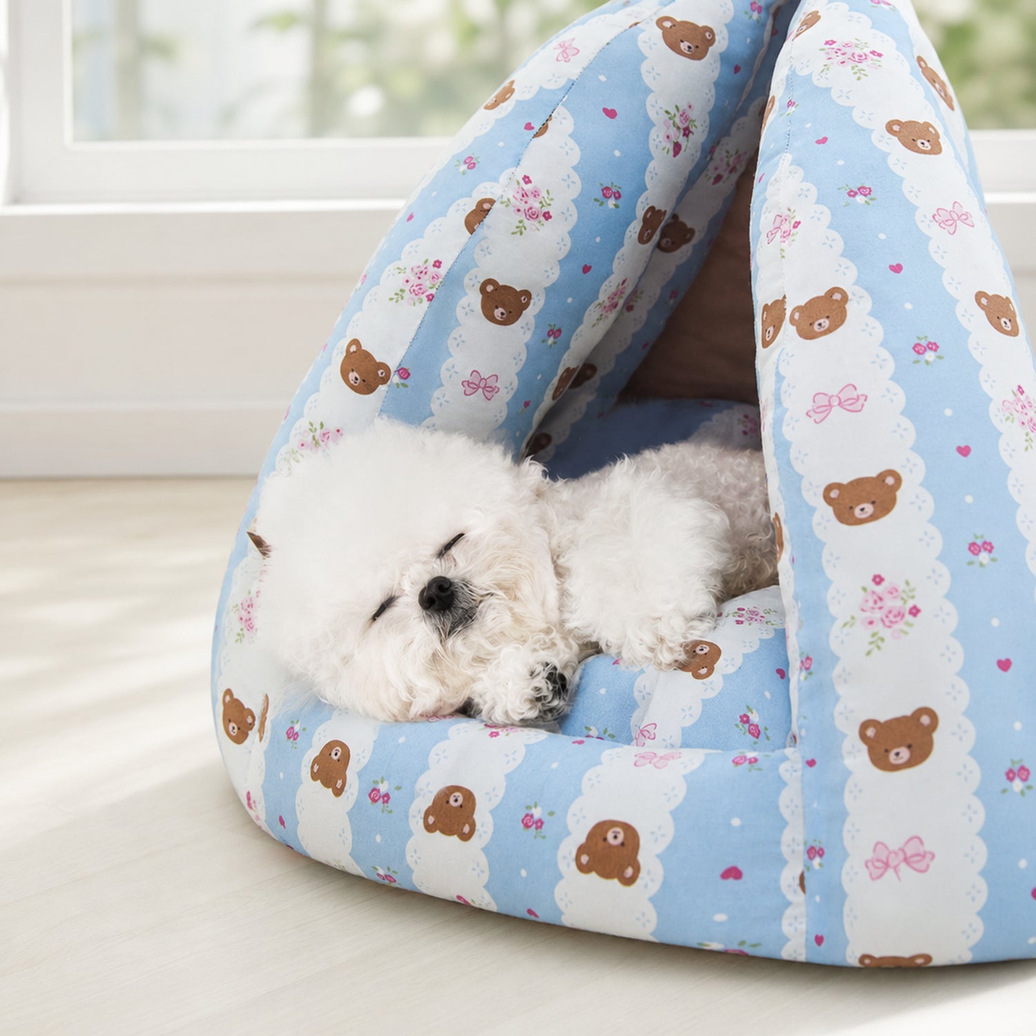 Bow Pet Tent Bed | Cotton Blend | Washable Hideaway for Cats & Small Dogs